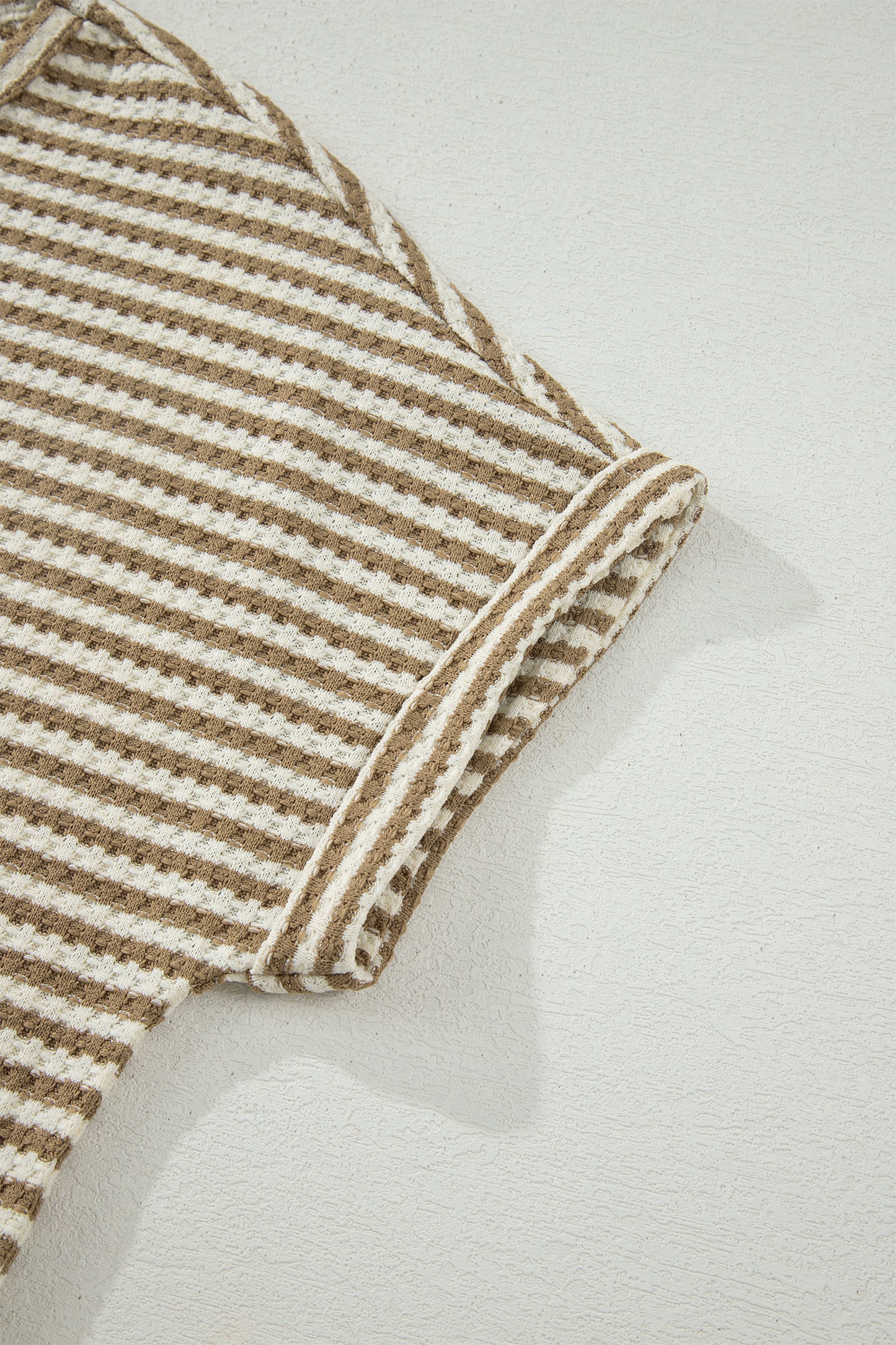 Stripe Breathable Textured Knit Short 2pcs Set -4 COLOR OPTIONS