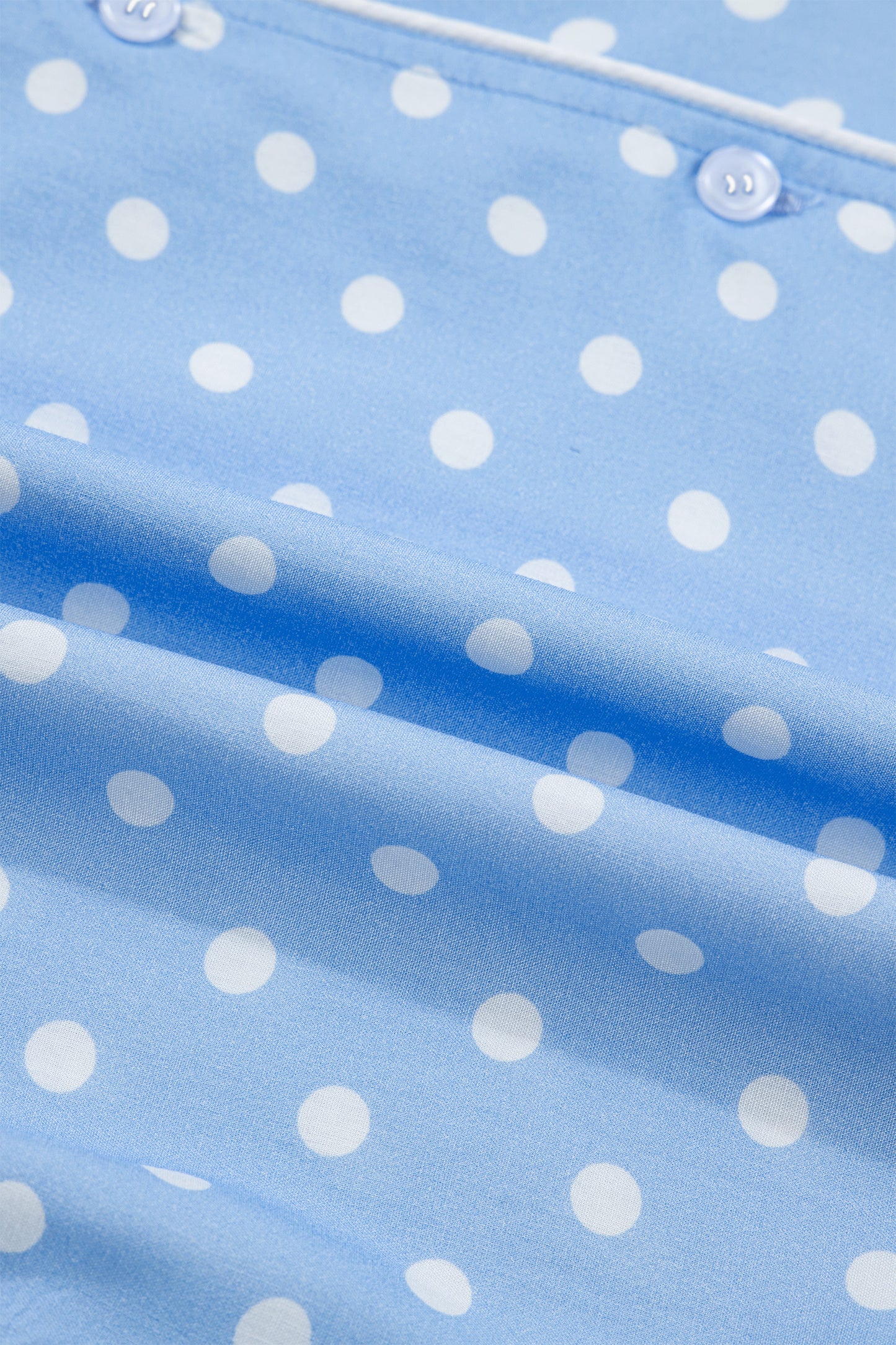 Sky Blue Dotted Print Soft Short Pajama Set