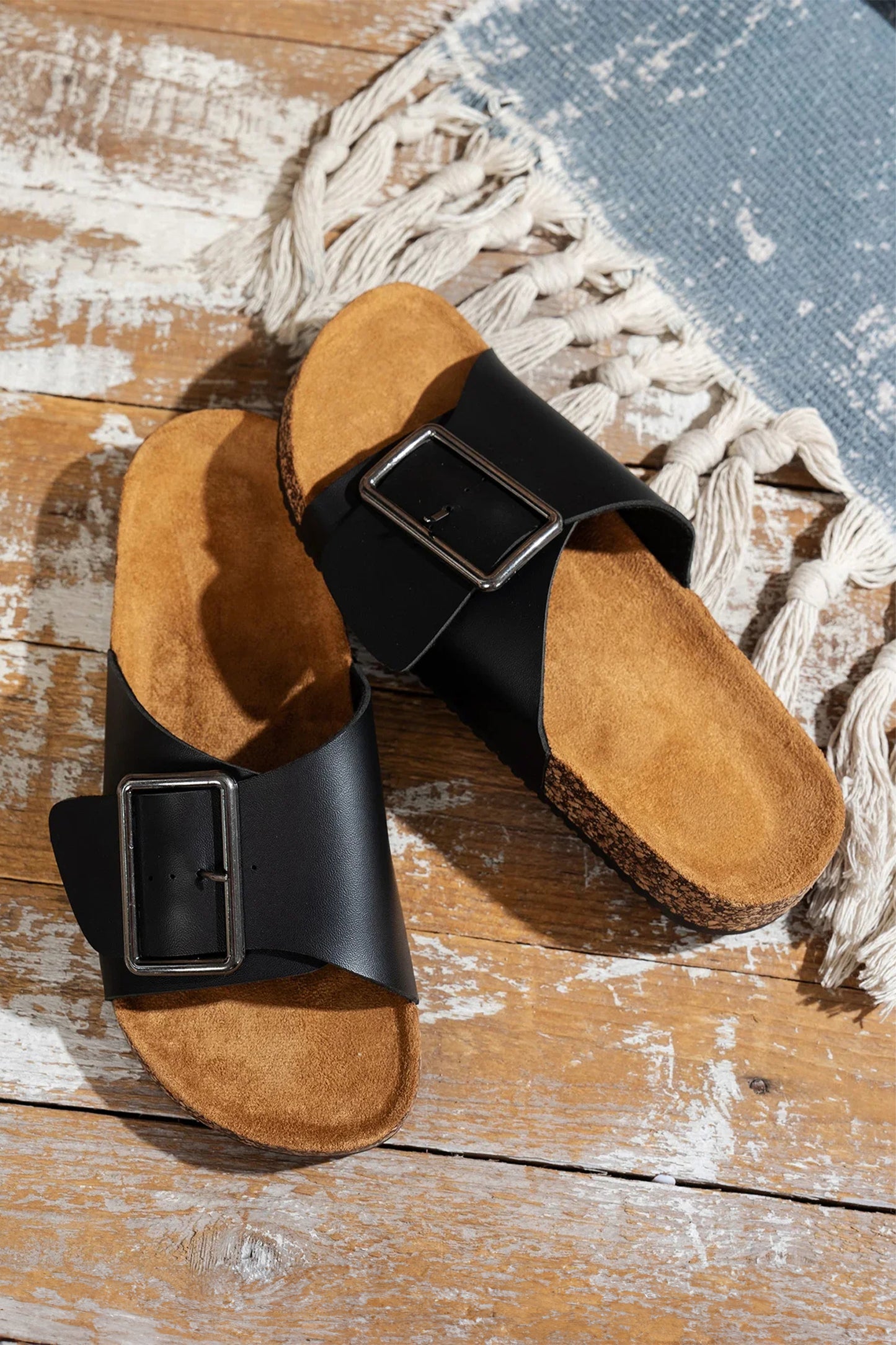 Retro Geometric Print Buckle Strap Flat Slippers -2 COLOR OPTIONS
