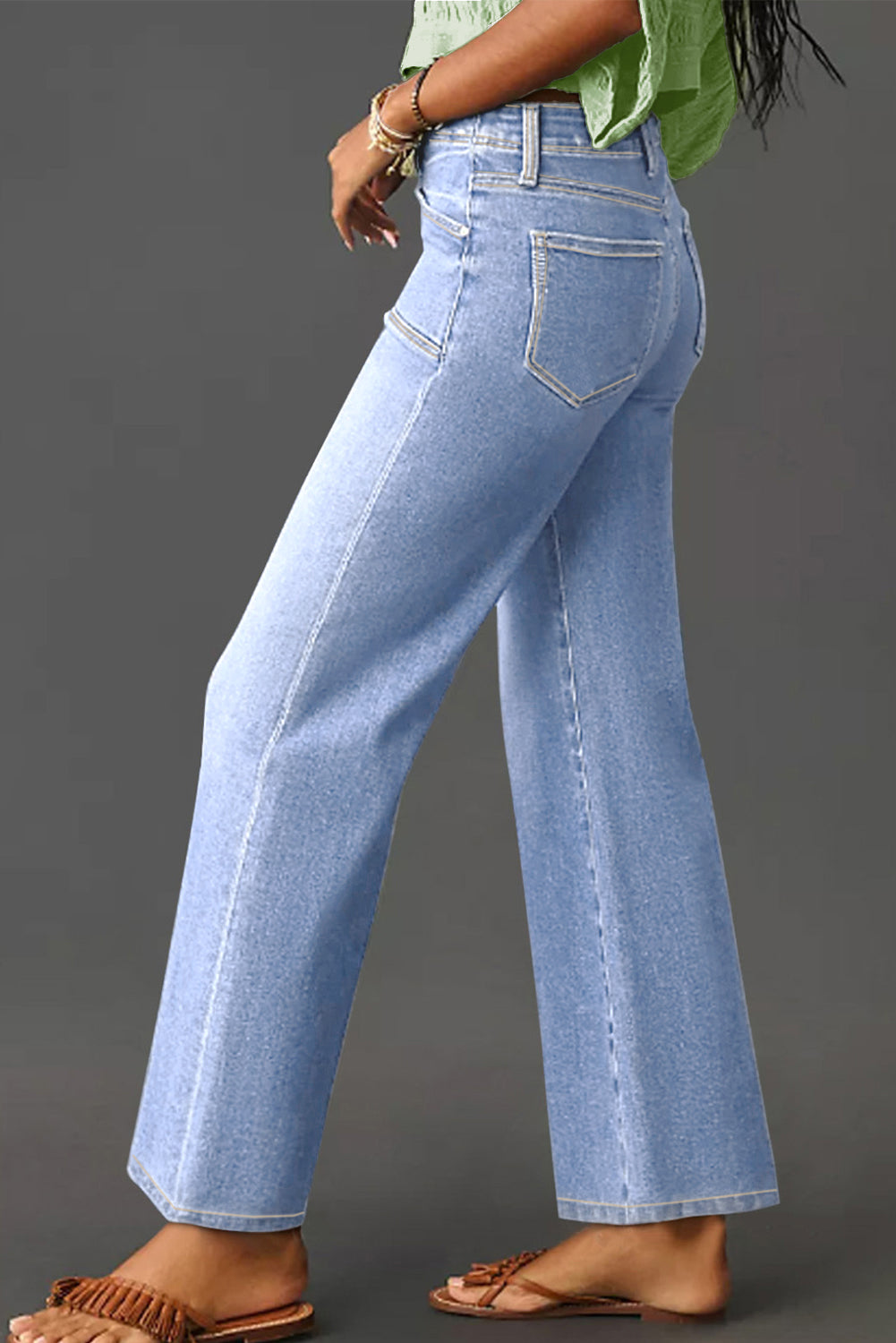 Loose Straight Leg Cropped High Waist Jeans -2 COLOR OPTIONS