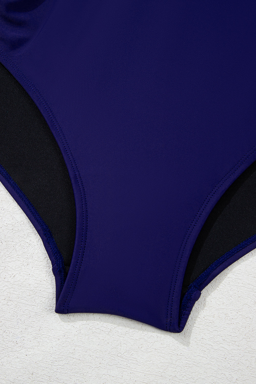 PLUS SIZE Navy Blue Embroidered Trim Wrap Tie Knot High Waisted Bikini Set