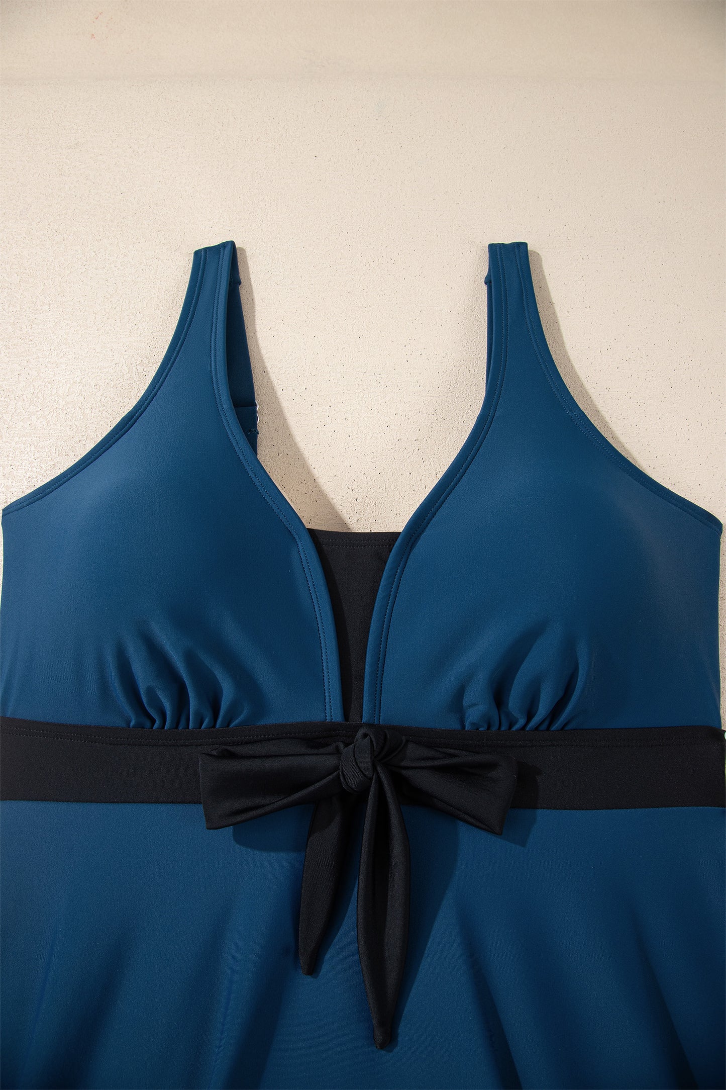 Color Block Patchwork Bow Knot Detail Sleeveless Swim Dress 2pc -3 COLOR OPTIONS