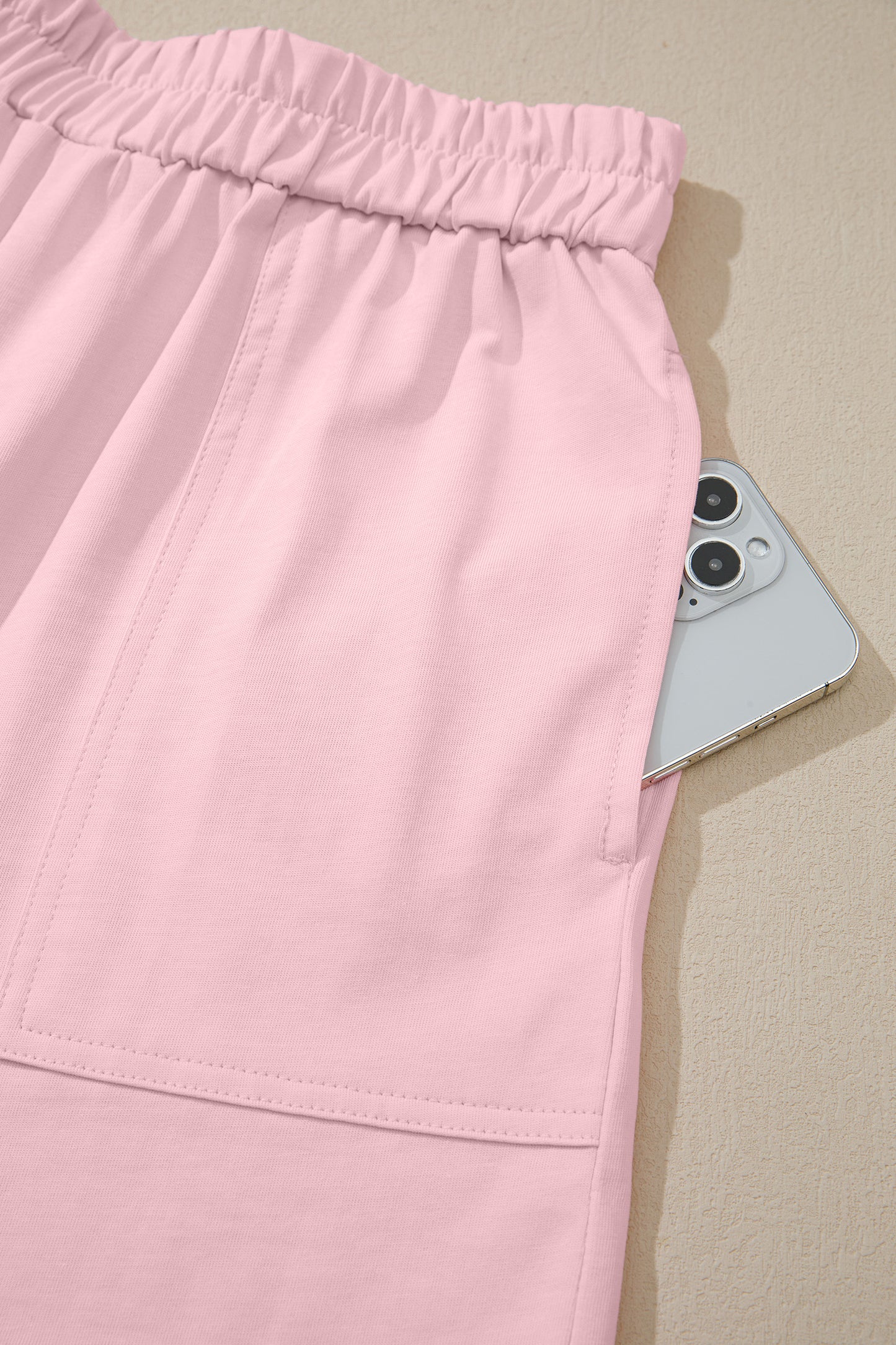 Stitched Detail Loose Tank Top Cotton 2pcs Short Set -3 COLOR OPTIONS