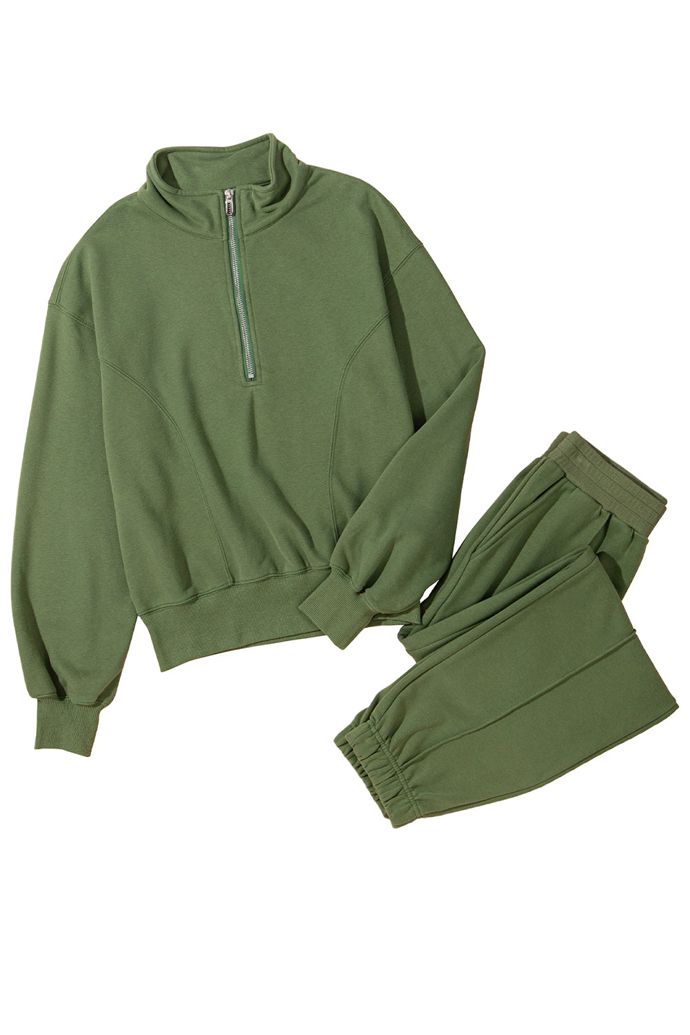 Vineyard Green Half Zip up Pullover Active Top and Joggers Set
