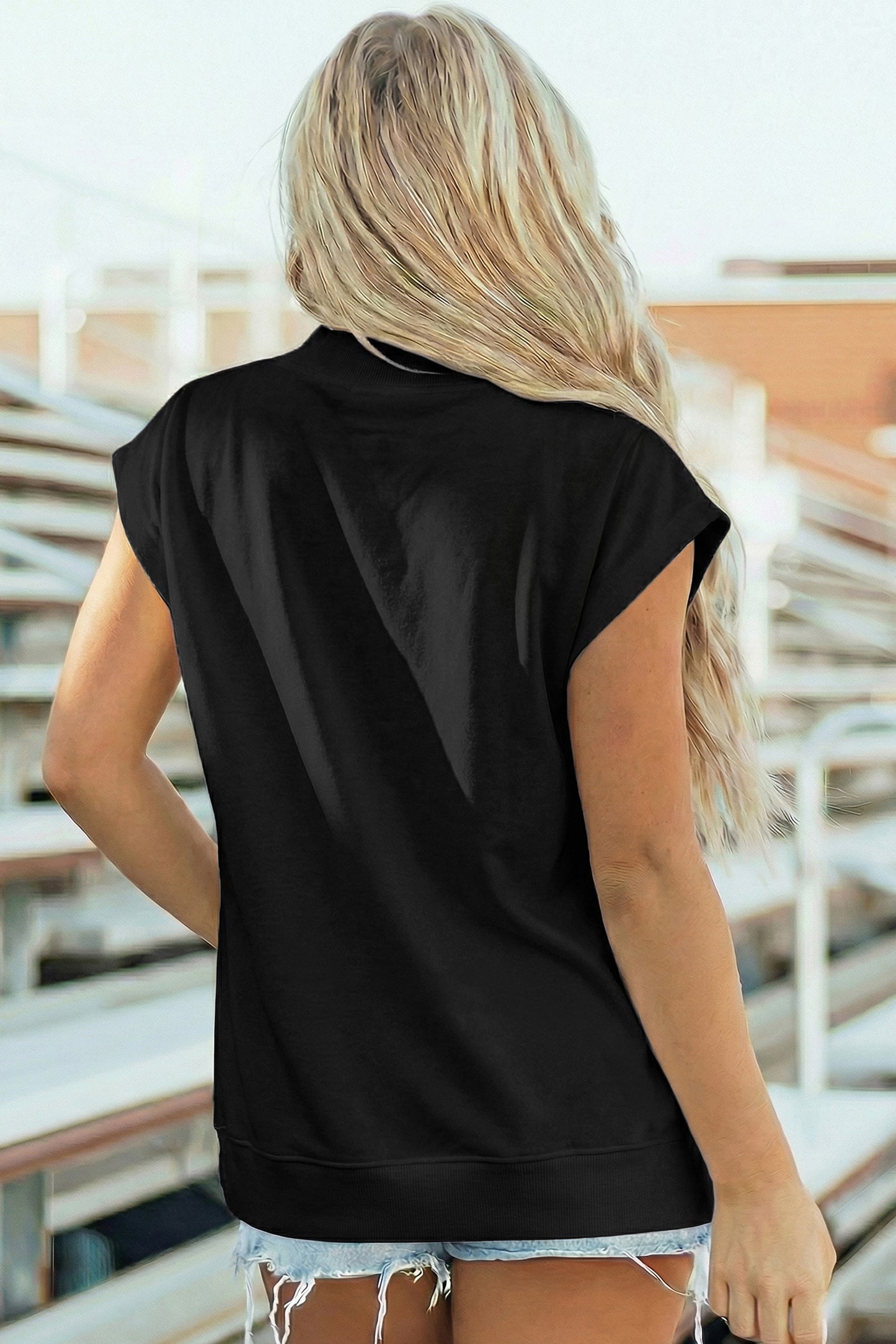 Solid Color High Neck Cap Sleeve Loose Top- 8 COLOR OPTIONS