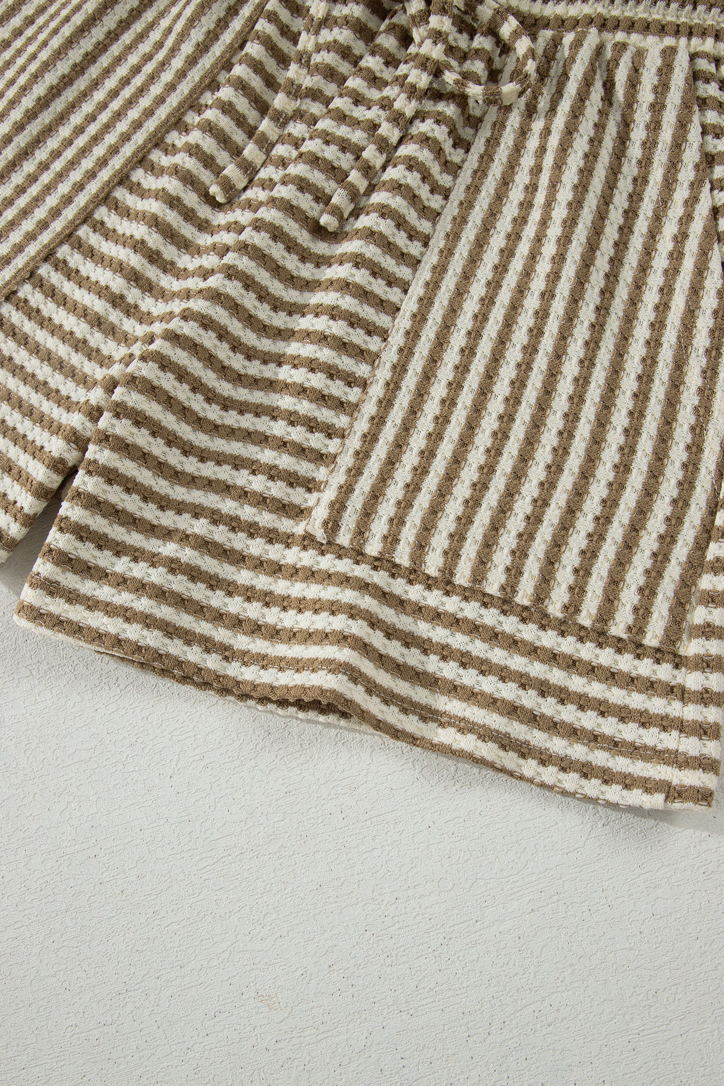Stripe Breathable Textured Knit Short 2pcs Set -4 COLOR OPTIONS