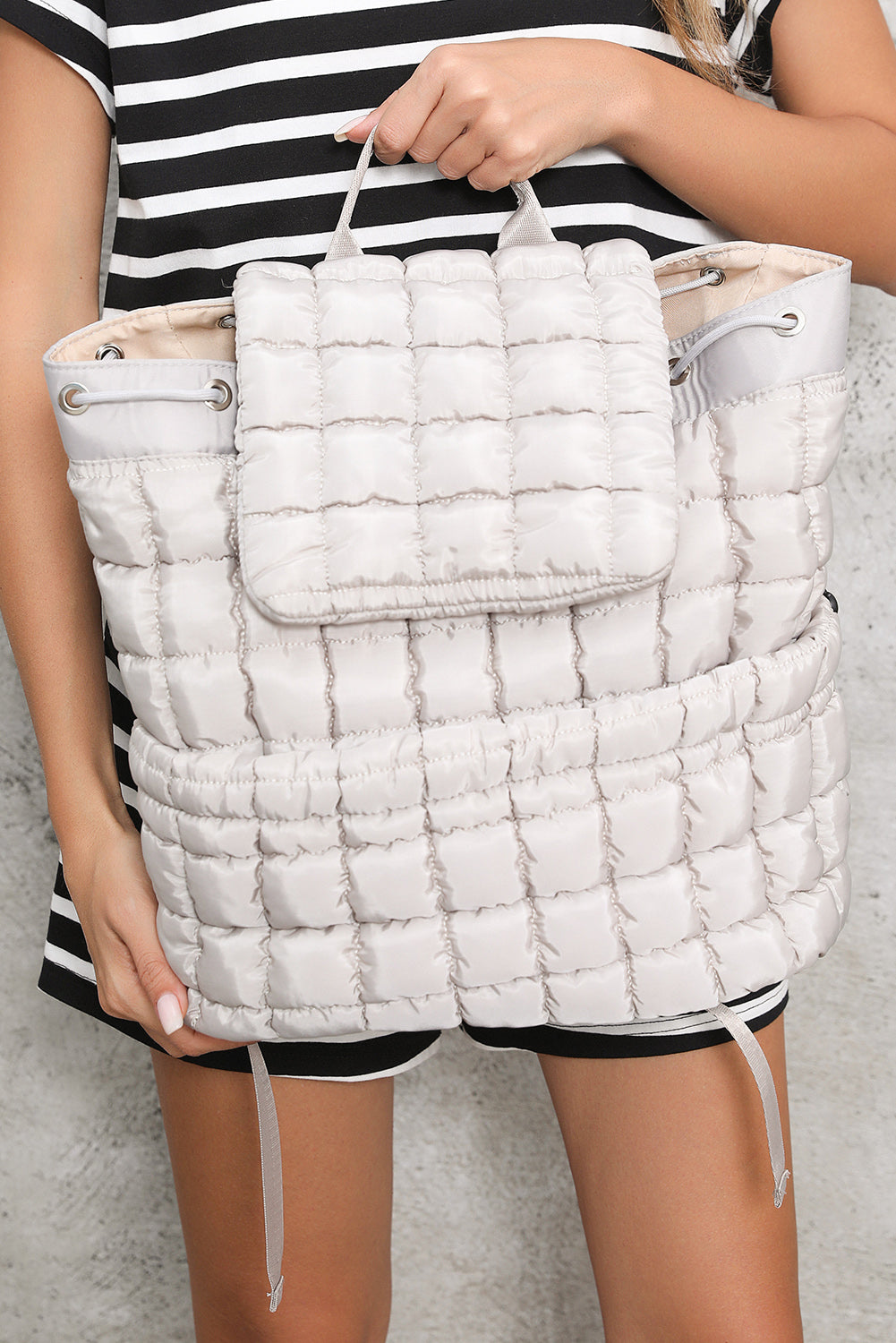 Solid Flapped Quilted Puffer Backpack -6 COLOR OPTIONS