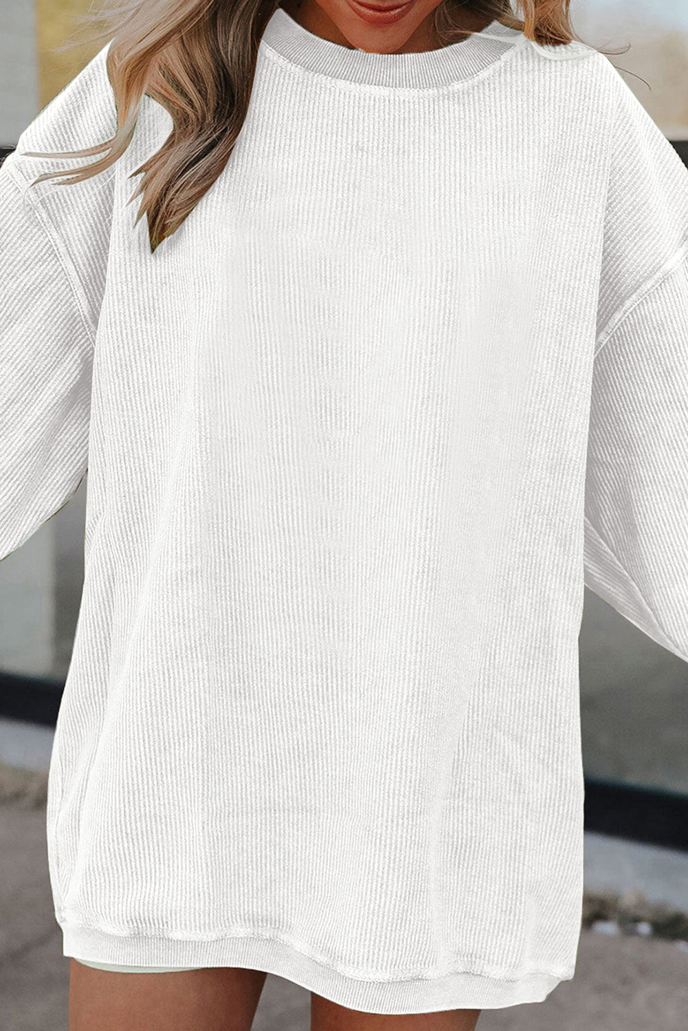 Ribbed Corduroy Oversized Sweatshirt -13 COLOR OPTIONS