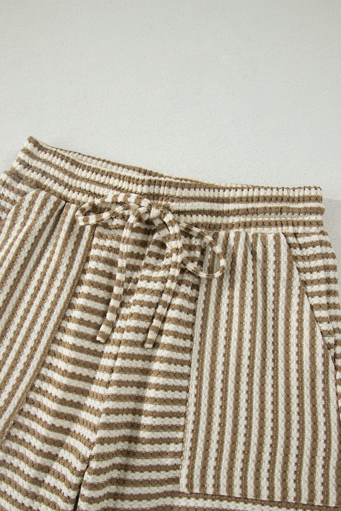 Stripe Breathable Textured Knit Short 2pcs Set -4 COLOR OPTIONS