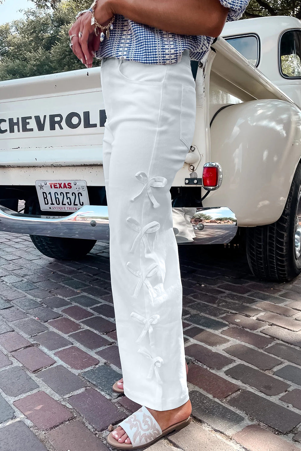 Bowknot Side Detail Straight Leg Loose Jeans -2 COLOR OPTIONS