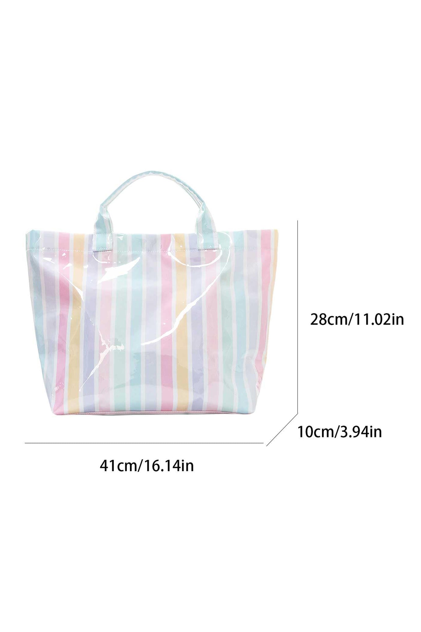 Rainbow Glossy Striped Vinyl Large Tote Bag -8 COLOR OPTIONS