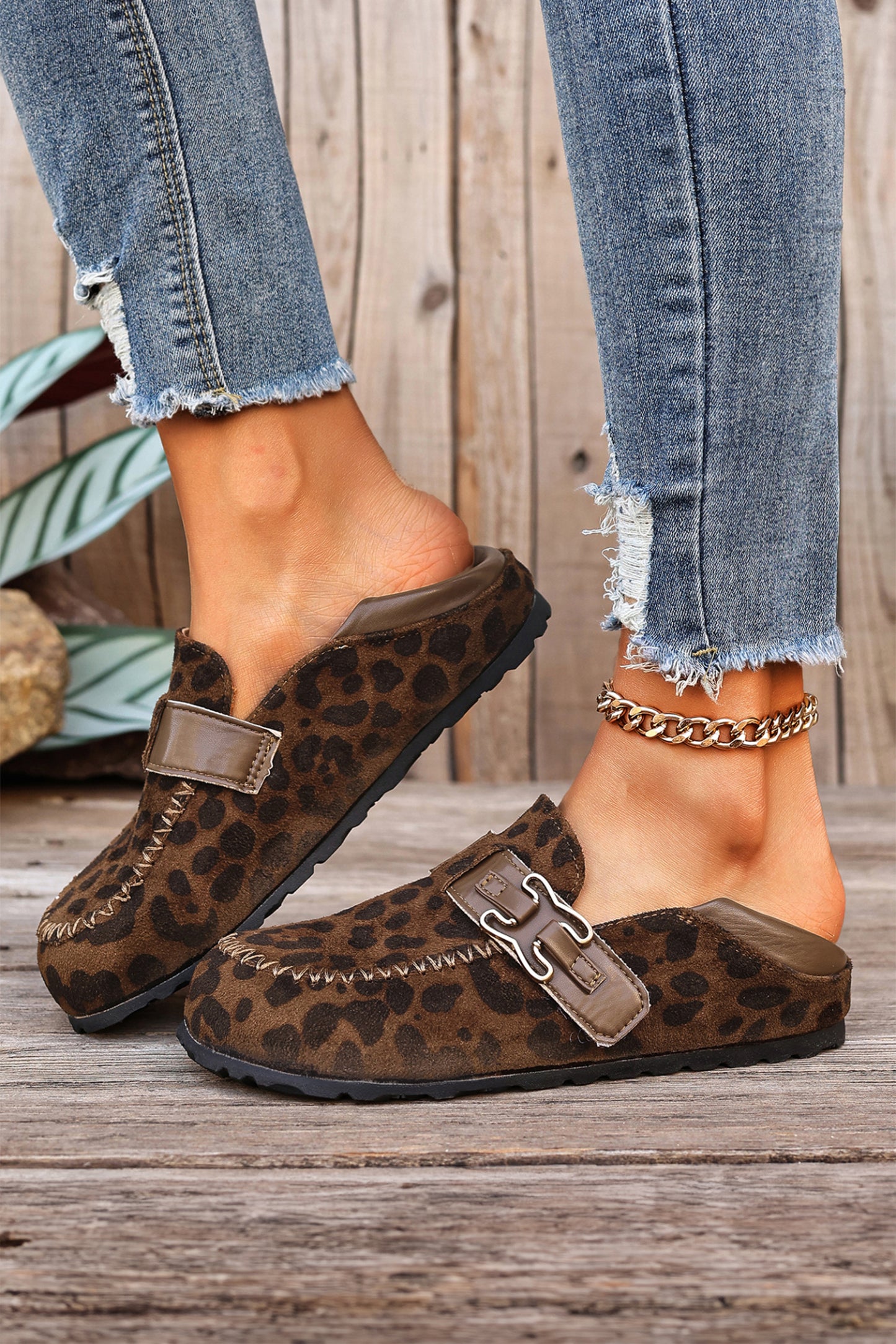 Suede PU Leather Patchwork Retro Buckle Slip On Shoes- 2 COLOR OPTIONS