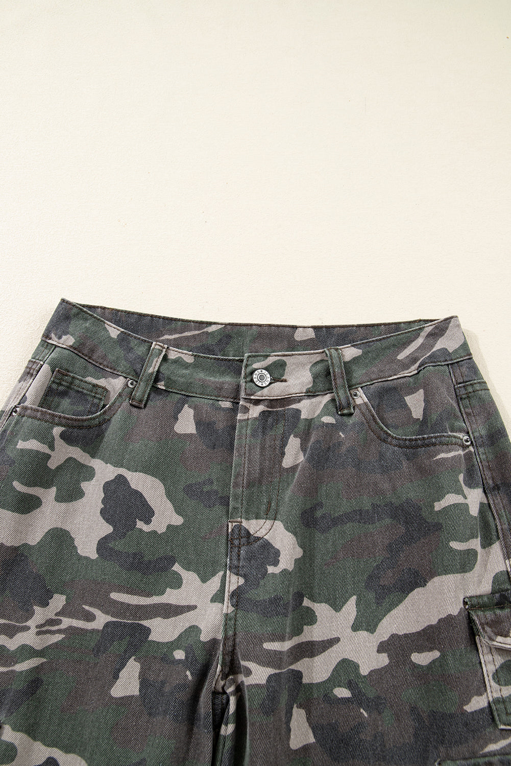 Green Camo Multi Pocket Cargo Wide Leg Jeans