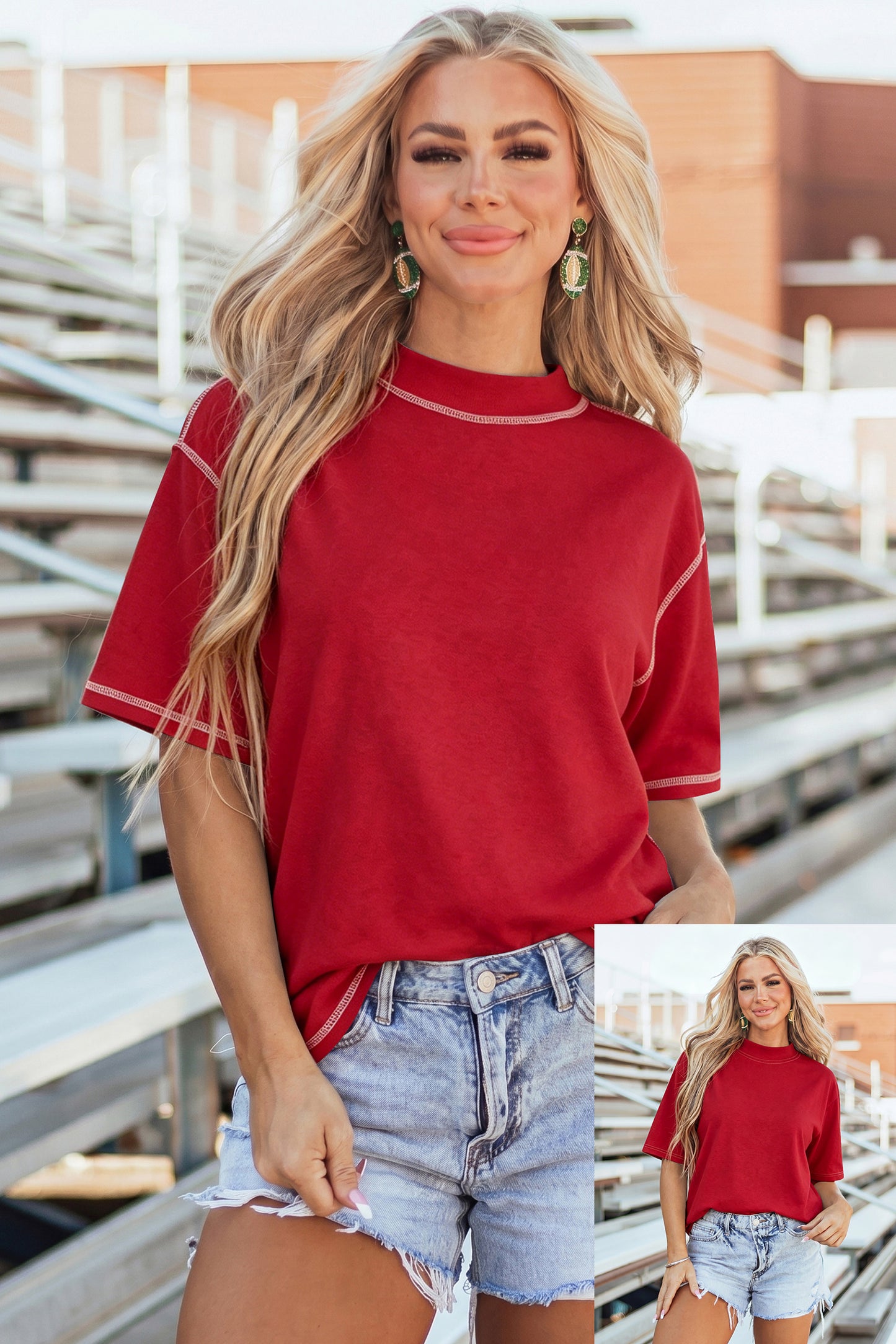 Reversible Contrast-Stitched T-Shirt -3 COLOR OPTIONS