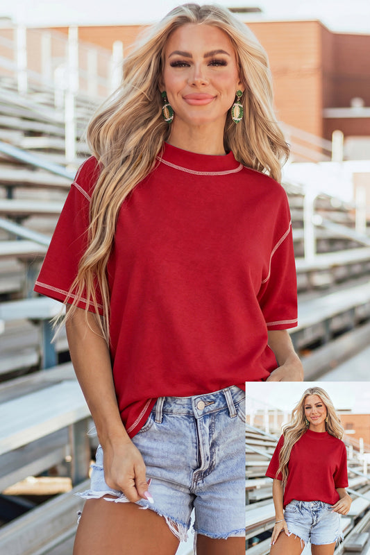 Reversible Contrast-Stitched T-Shirt -3 COLOR OPTIONS