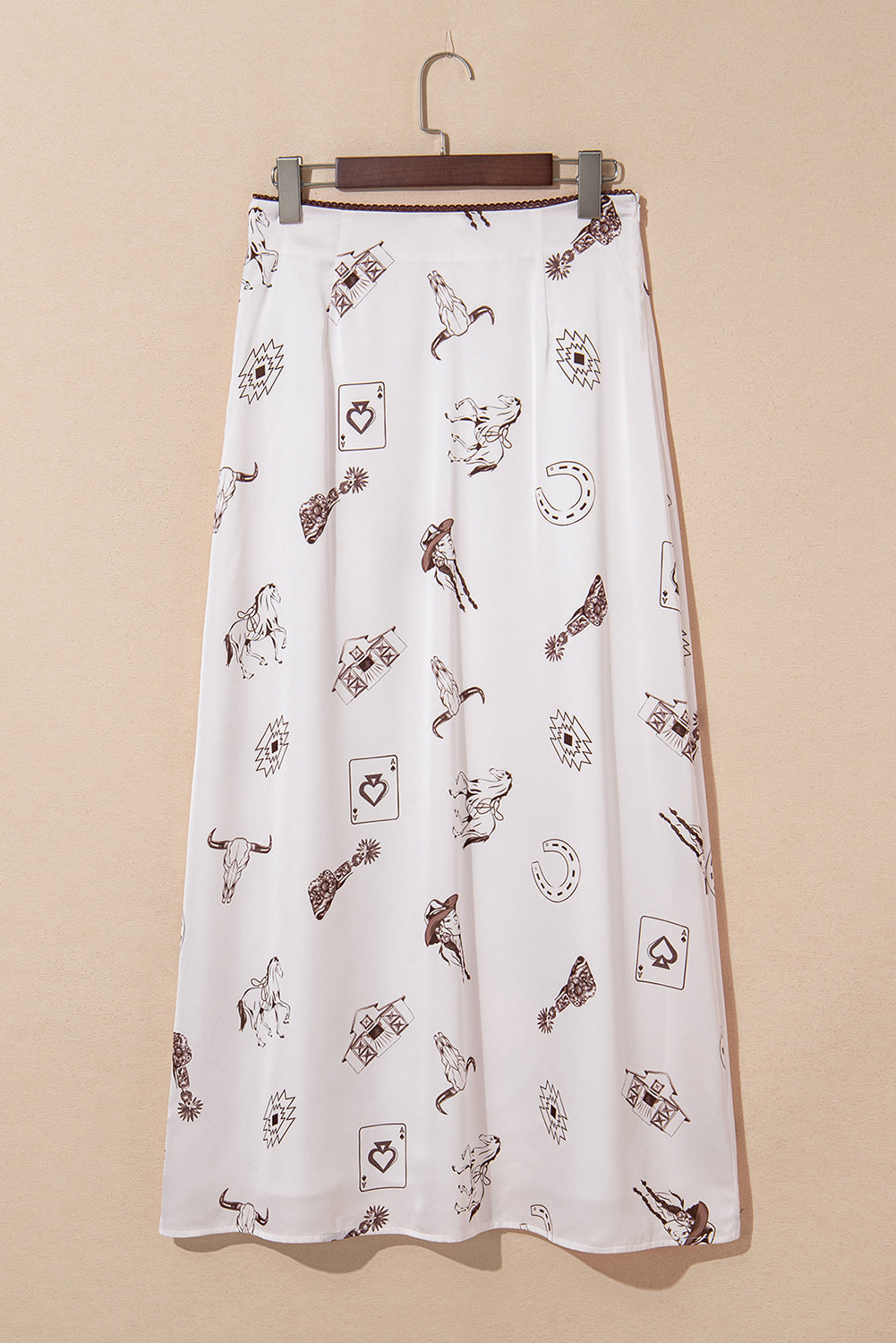Vintage Print Satin Maxi Skirt -3 COLOR OPTIONS