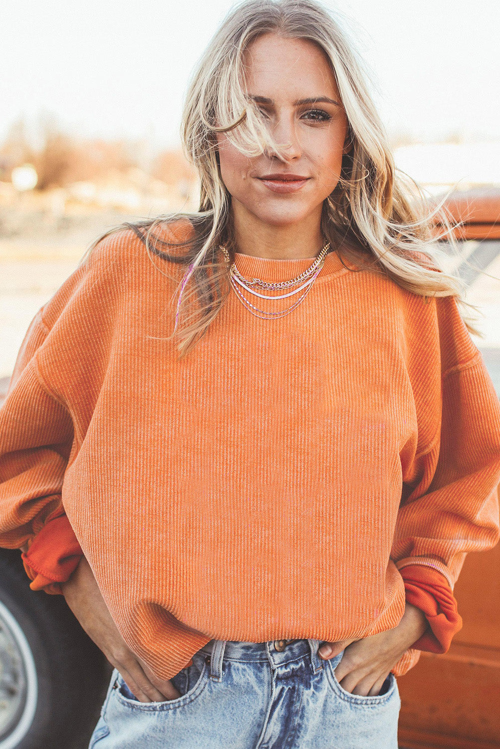 Drop Sleeve Rib Knit Oversized Sweatshirt -13 COLOR OPTIONS