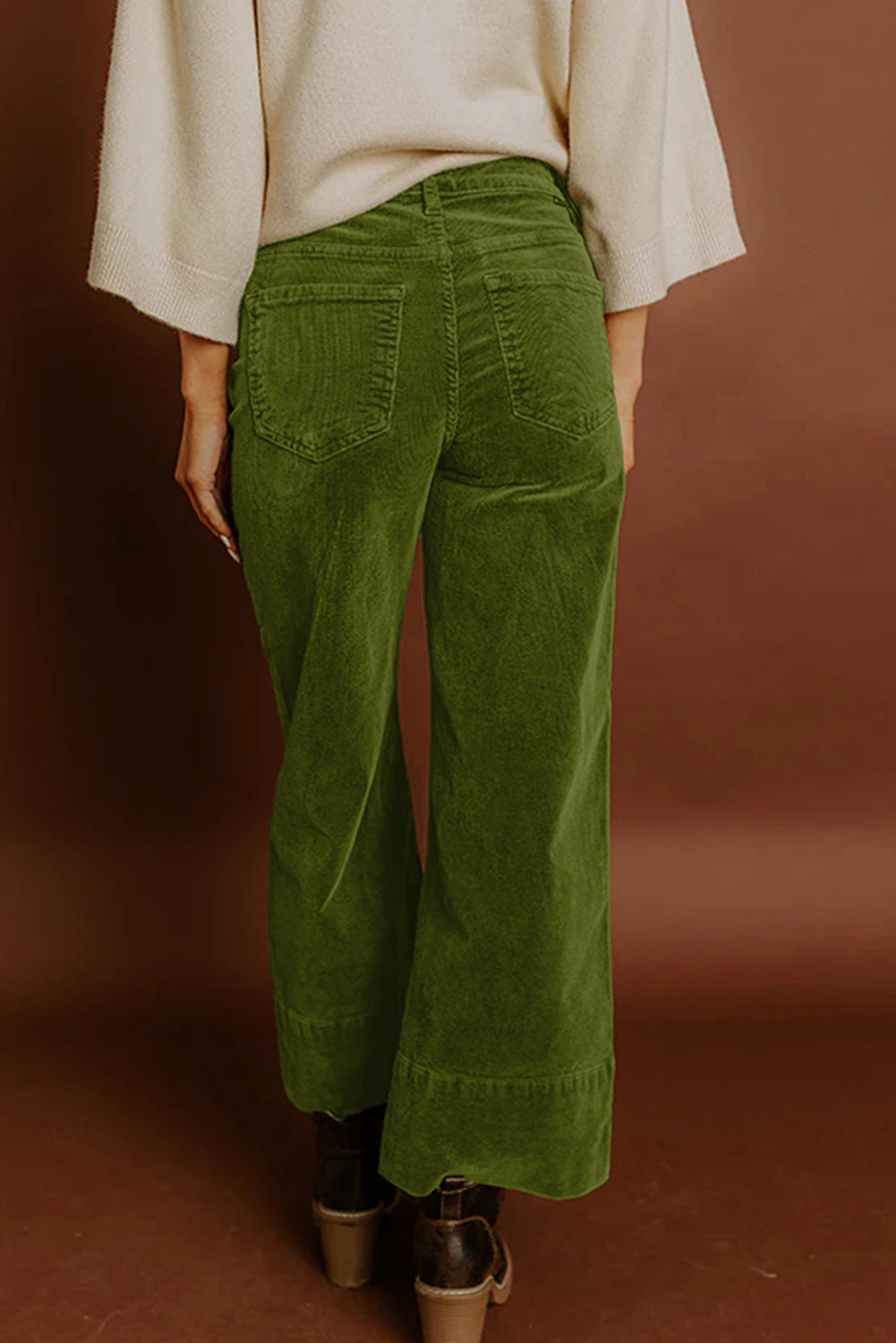 Corduroy Solid Color High Waist Wide Leg Pants -2 COLOR OPTIONS