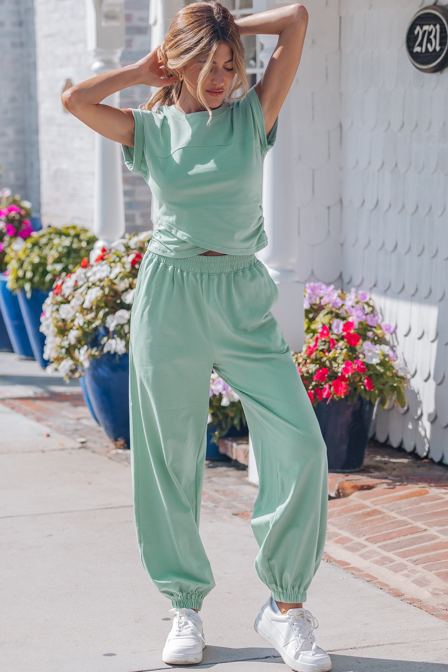 Solid Color Cropped Tank Top and Jogger Pants Set -4 COLOR OPTIONS
