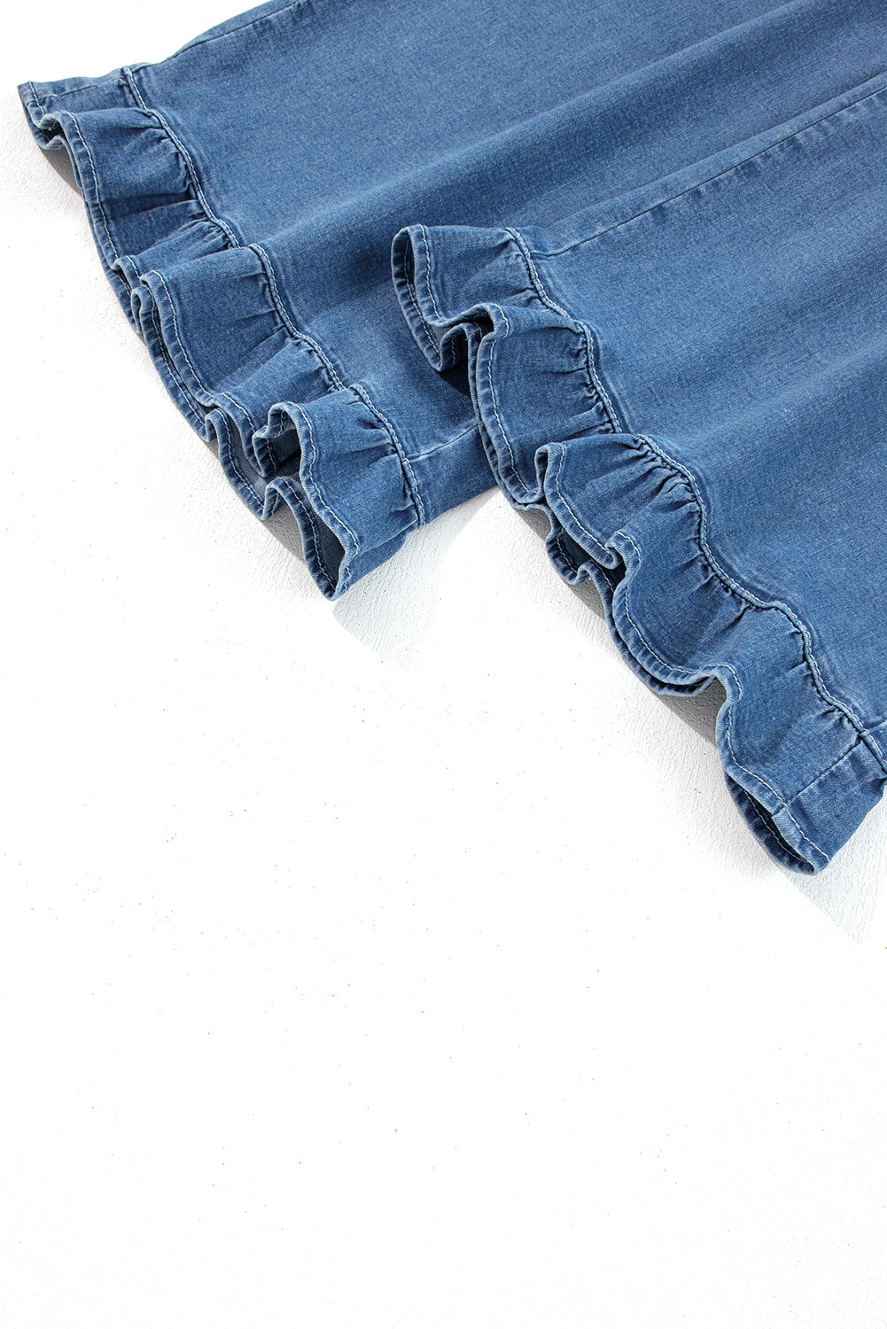 PLUS SIZE -Elastic Waist Ruffled Wide Leg Denim Pants Plus Size -4 COLOR OPTIONS