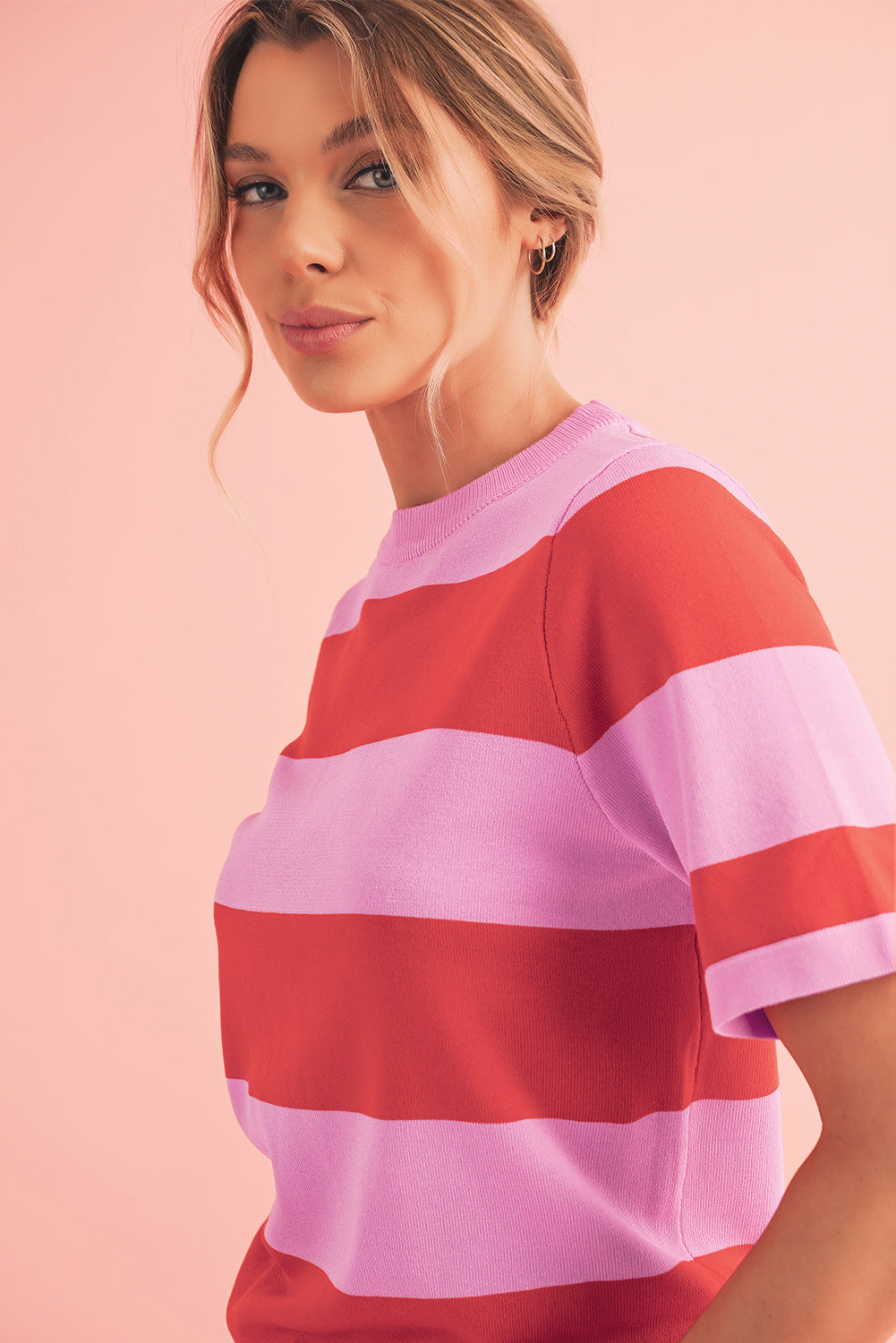 Stripe Colorblock Striped Knitted T shirt -2 COLOR OPTIONS