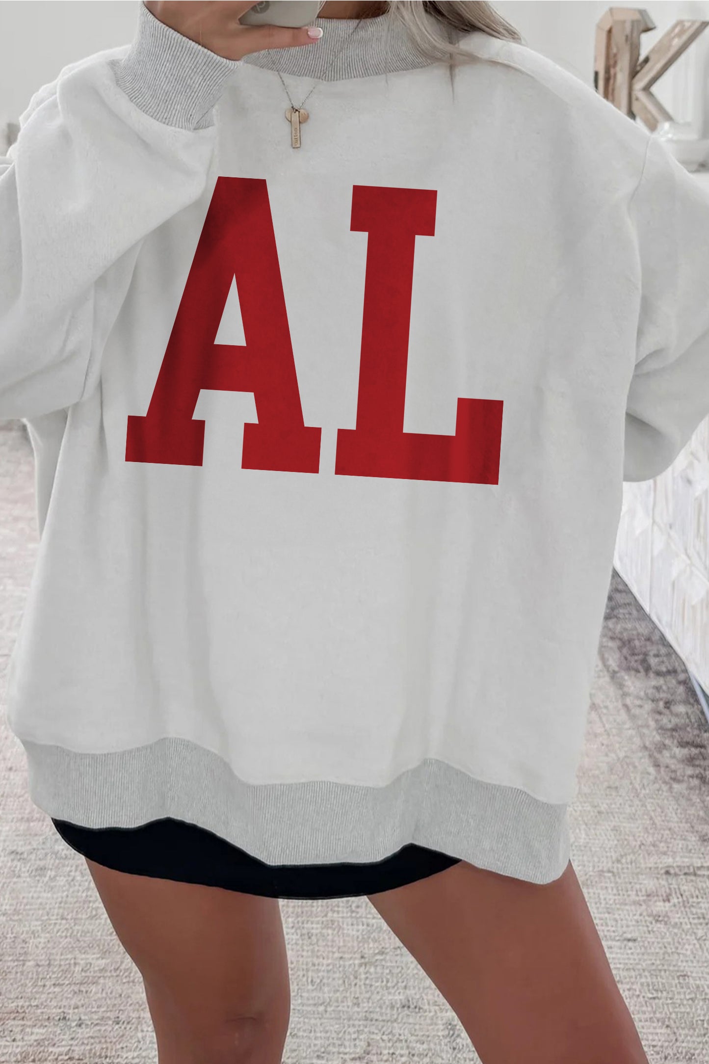 Light Grey MS Reversible Printed Ribbed Patchwork Mock Neck Sweatshirt -2 TEAM OPTIONS