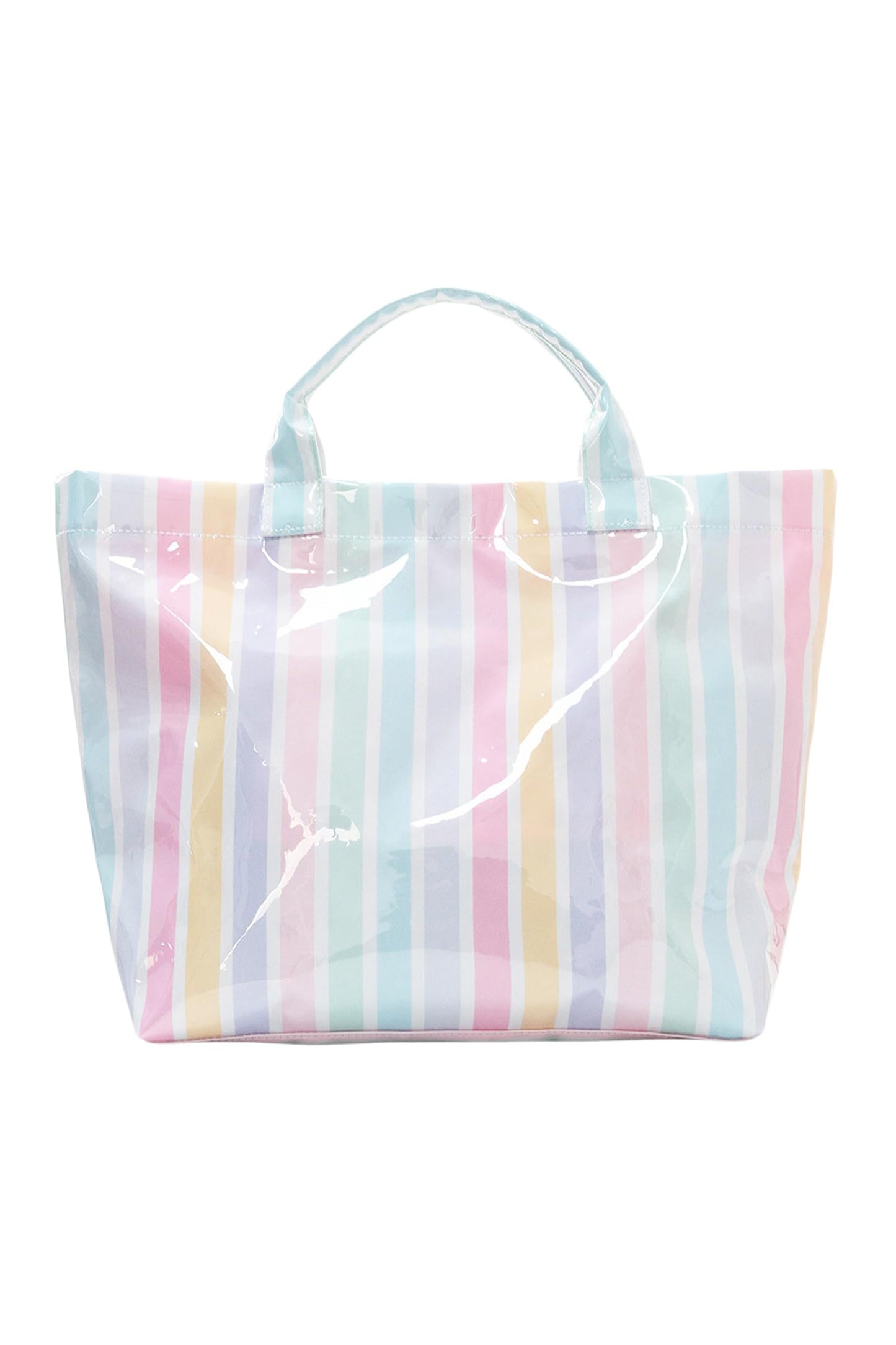 Rainbow Glossy Striped Vinyl Large Tote Bag -8 COLOR OPTIONS