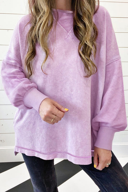 Mineral Wash Drop Shoulder Oversized Sweatshirt -2 COLOR OPTIONS