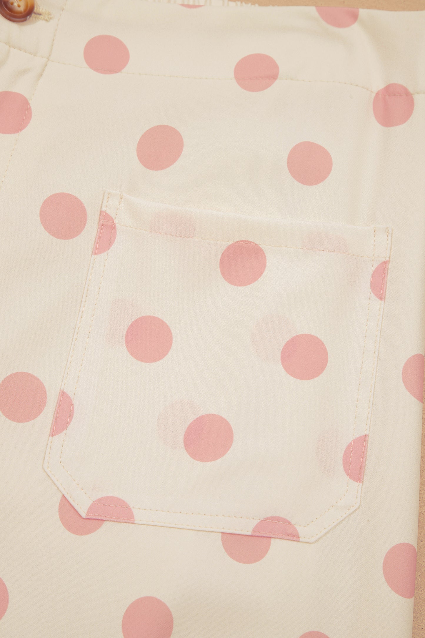 Polka Dot Print Patched Pocket Mid-rise Straight Leg Pants- 4 COLOR OPTIONS
