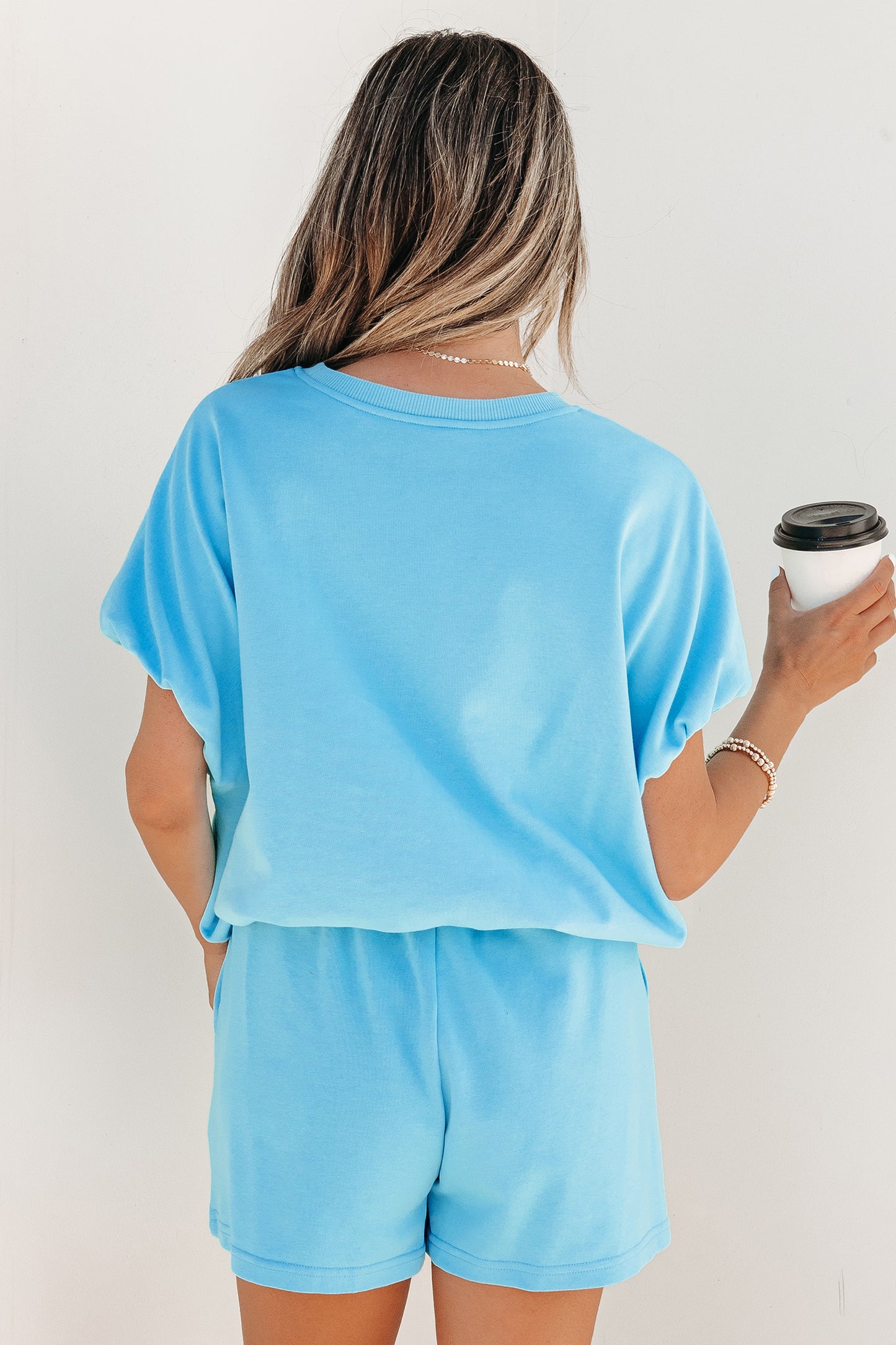 Puffy Loose Top Drawstring Shorts 2pcs Outfit- 3 COLOR OPTIONS