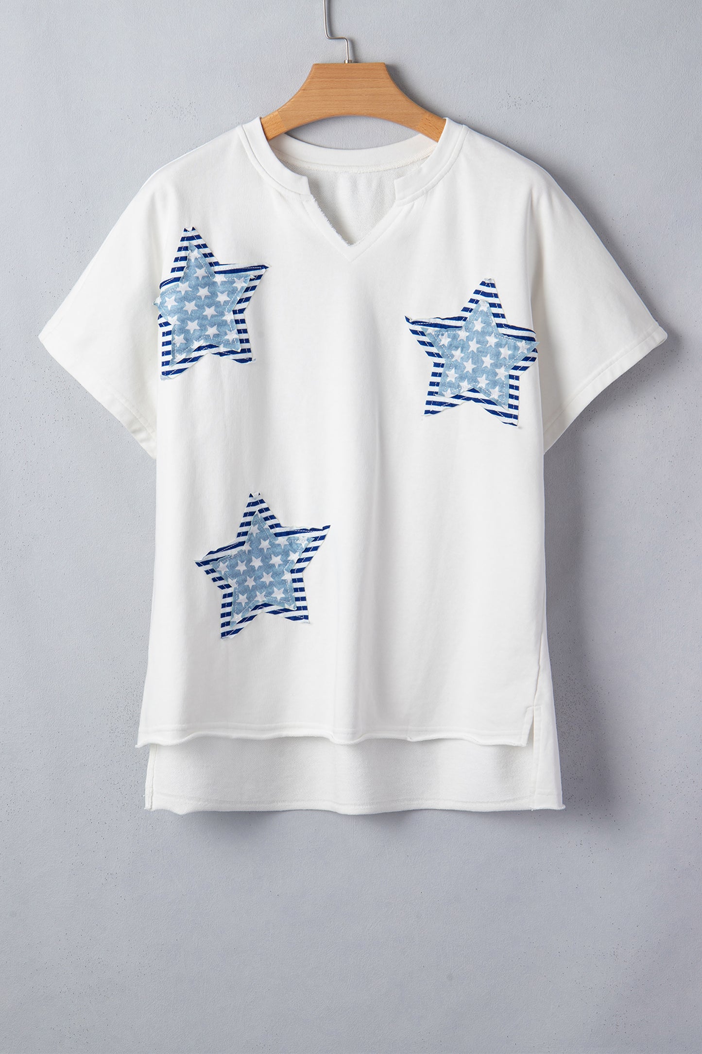 Patriot Star Patched Notched Neck Mineral Washed Tee -2 COLOR OPTIONS