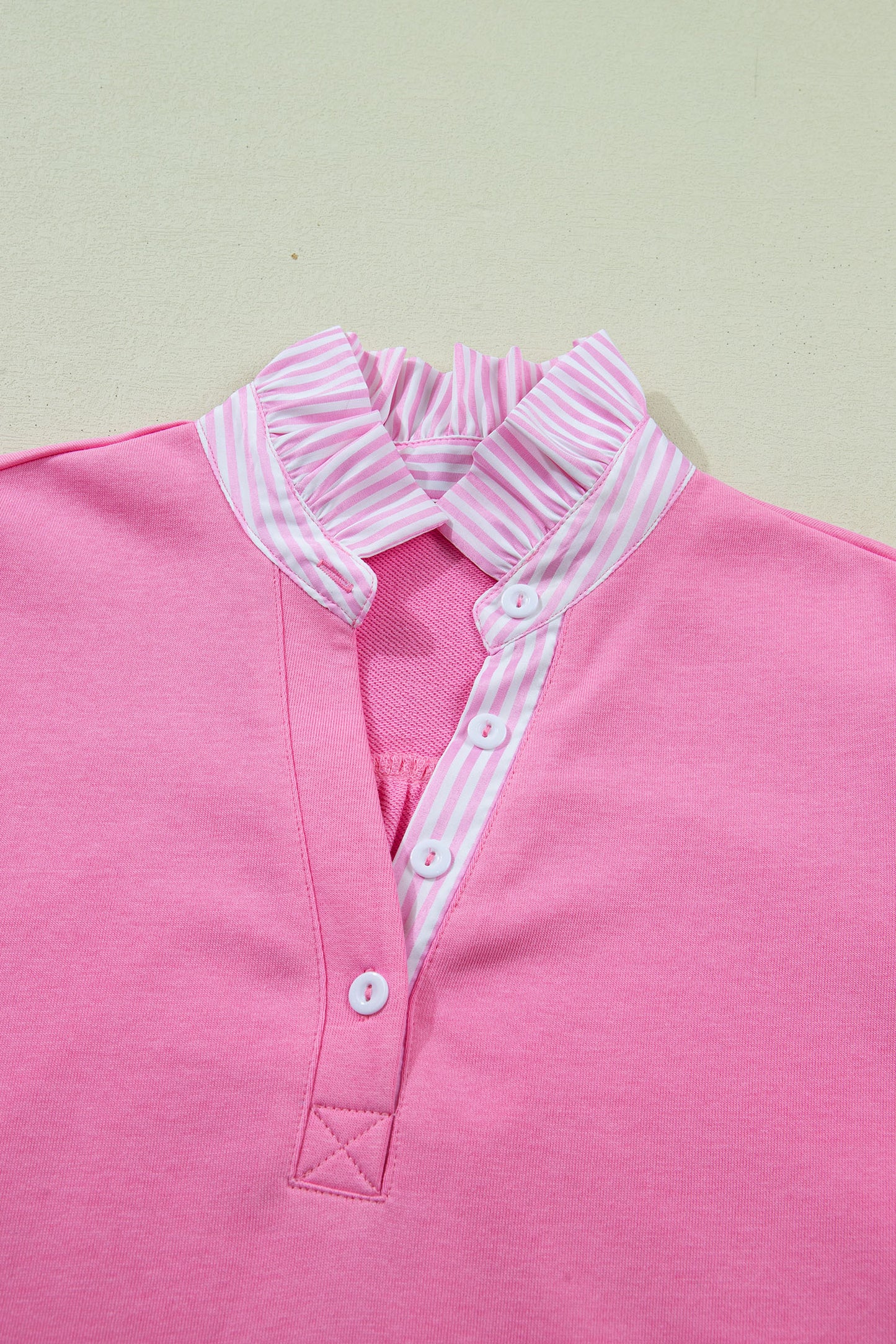 Striped Frilled Collar Short Sleeve Blouse- 5 COLOR OPTIONS