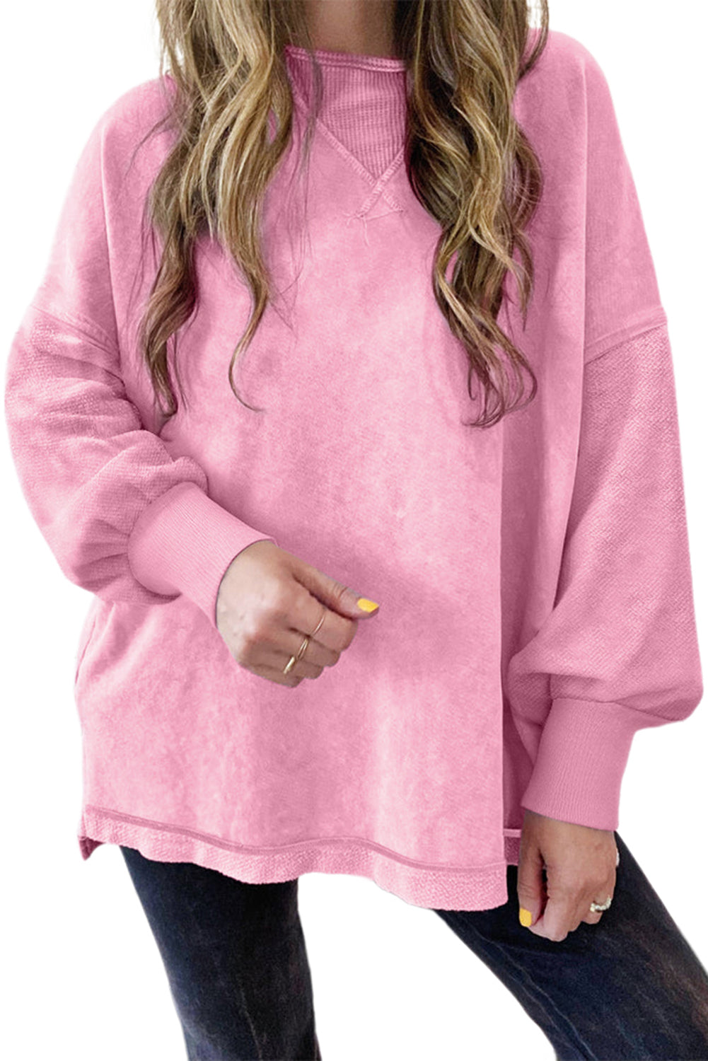 Mineral Wash Drop Shoulder Oversized Sweatshirt -2 COLOR OPTIONS