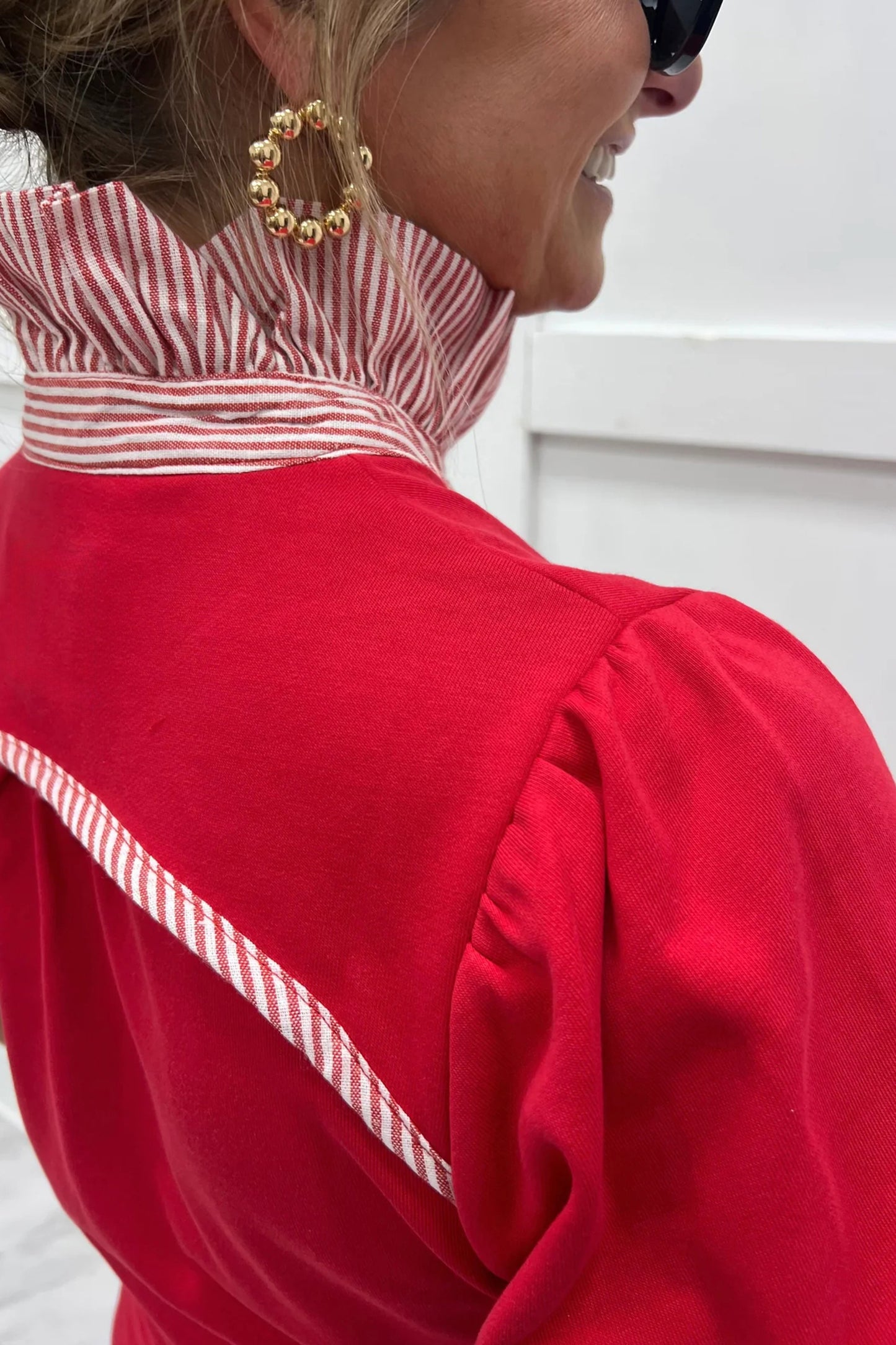Striped Frilled Collar Short Sleeve Blouse- 5 COLOR OPTIONS