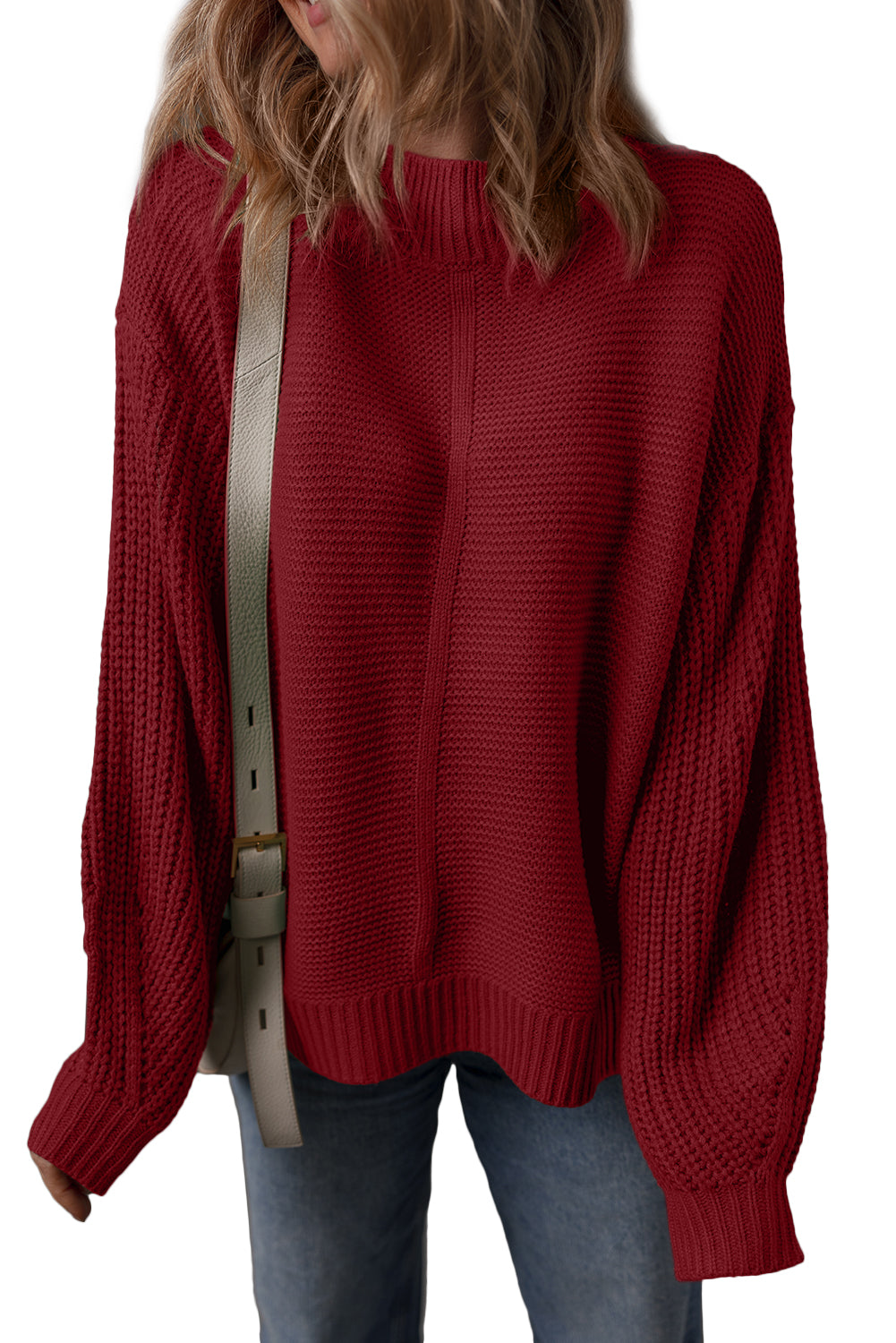 WAREHOUSE SALE -Solid Color Front Seam Drop Shoulder Loose Sweater -2 COLOR OPTIONS