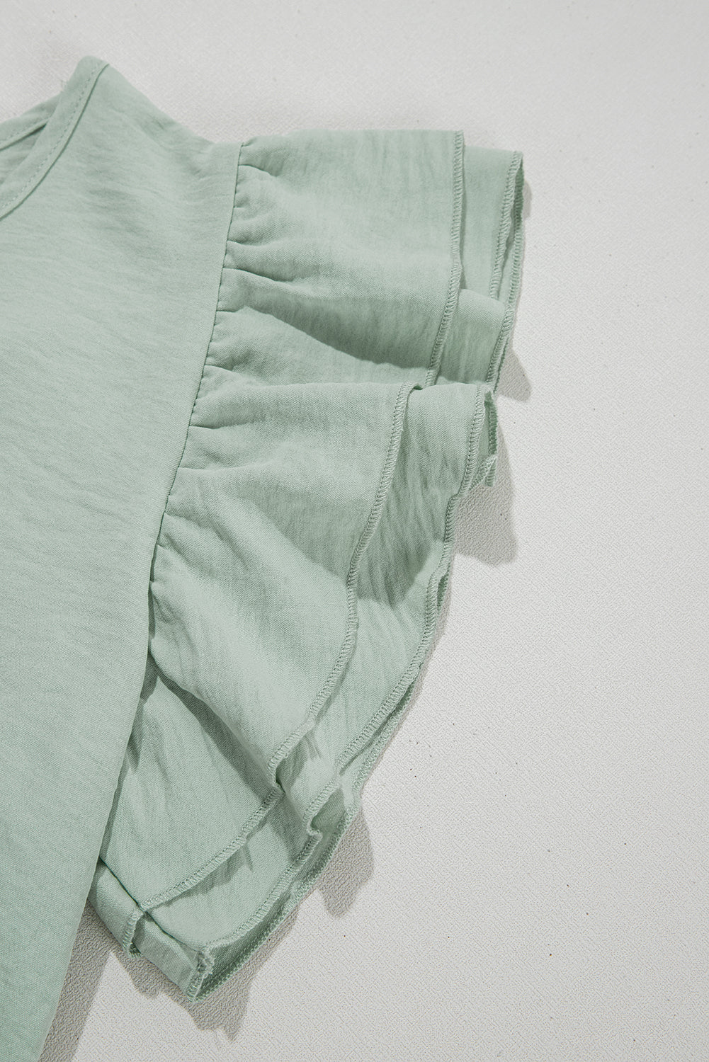 Solid Color Ruffle Sleeve Crinkled Blouse -2 COLOR OPTIONS