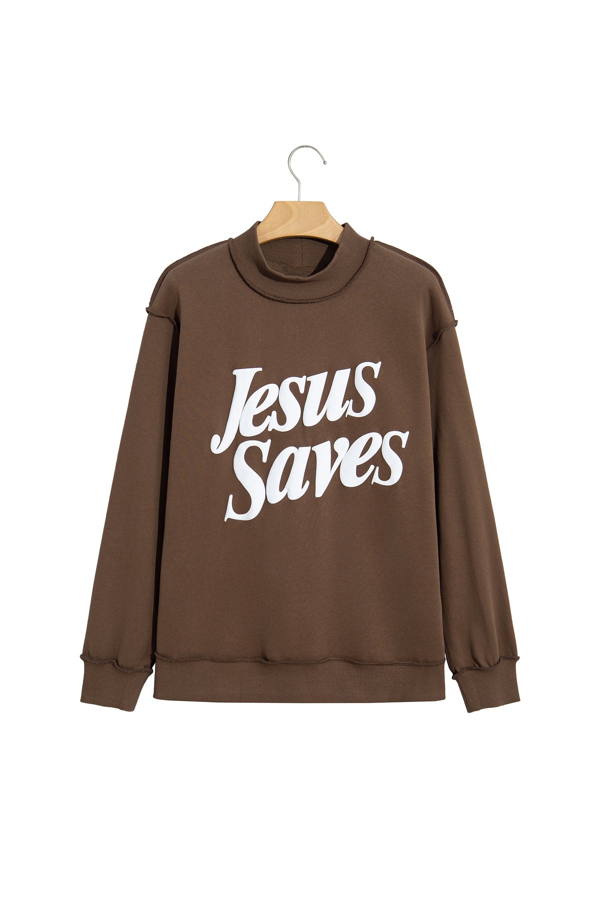 Jesus Saves Slogan Print Stand Neck Baggy Sweatshirt -2 COLOR OPTIONS