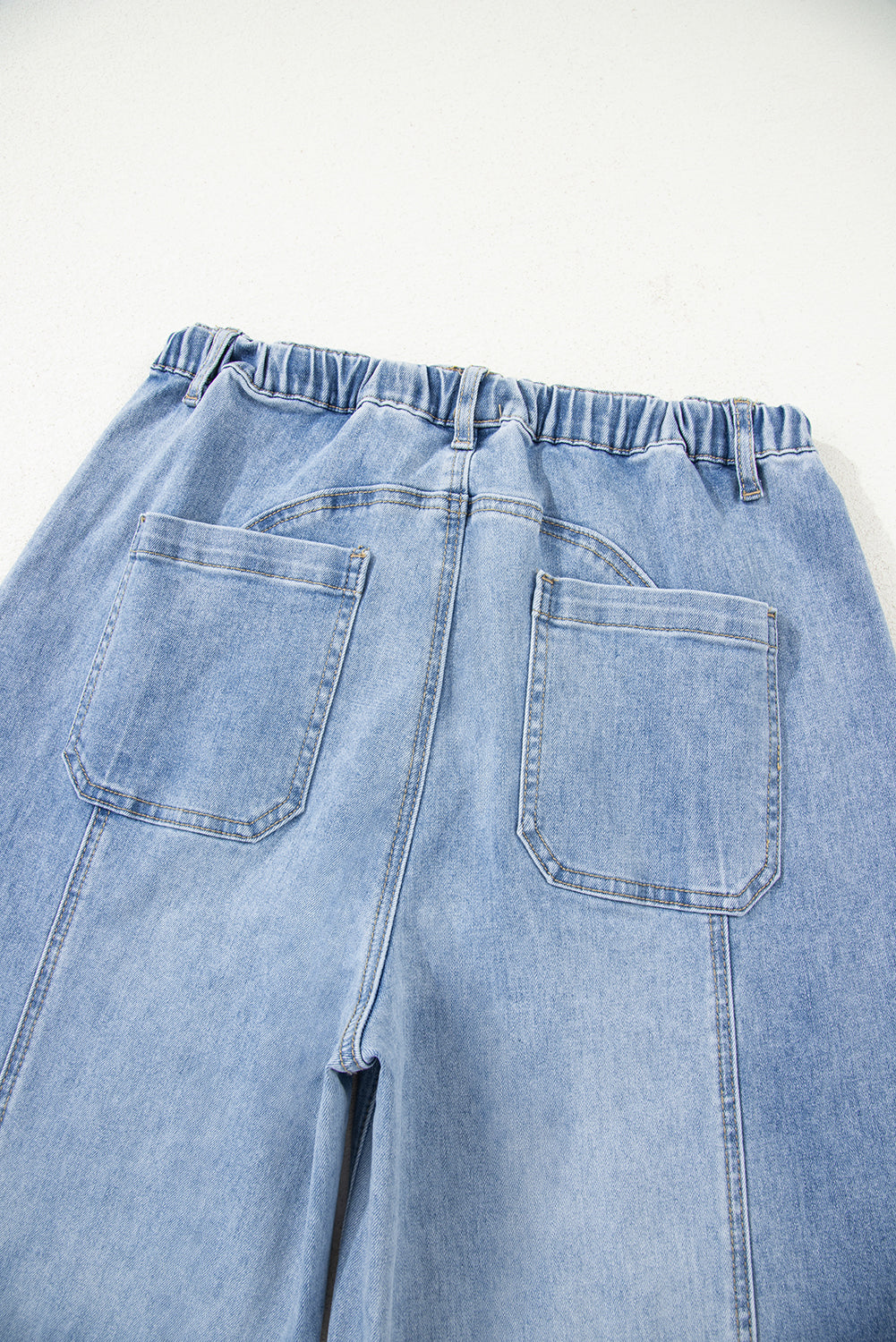 Drawstring Seam Detail Raw Hem Wide Leg Jeans -2 COLOR OPTIONS