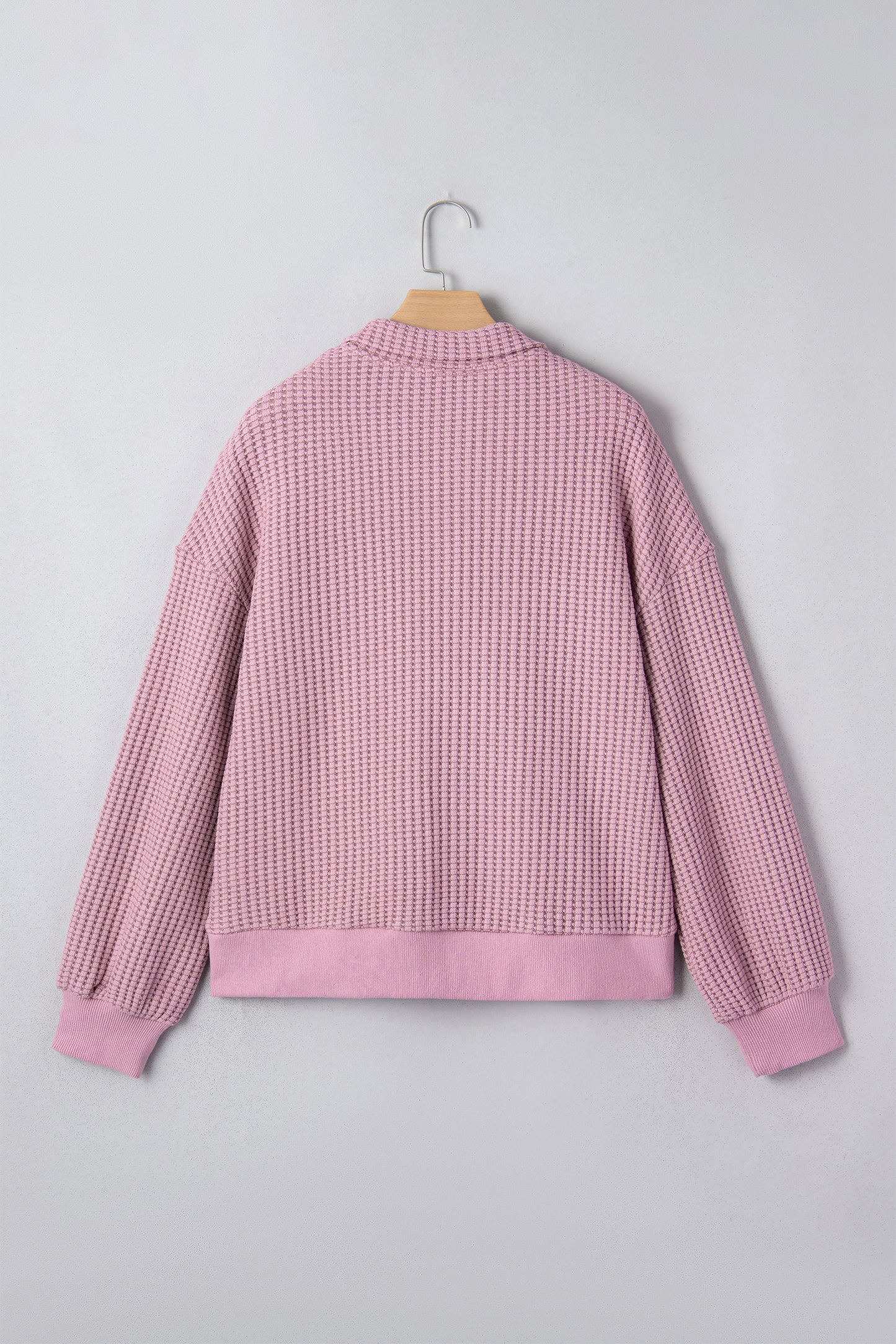 Casual Solid Color Textured Snap Button Collared Baggy Top -2 COLOR OPTIONS