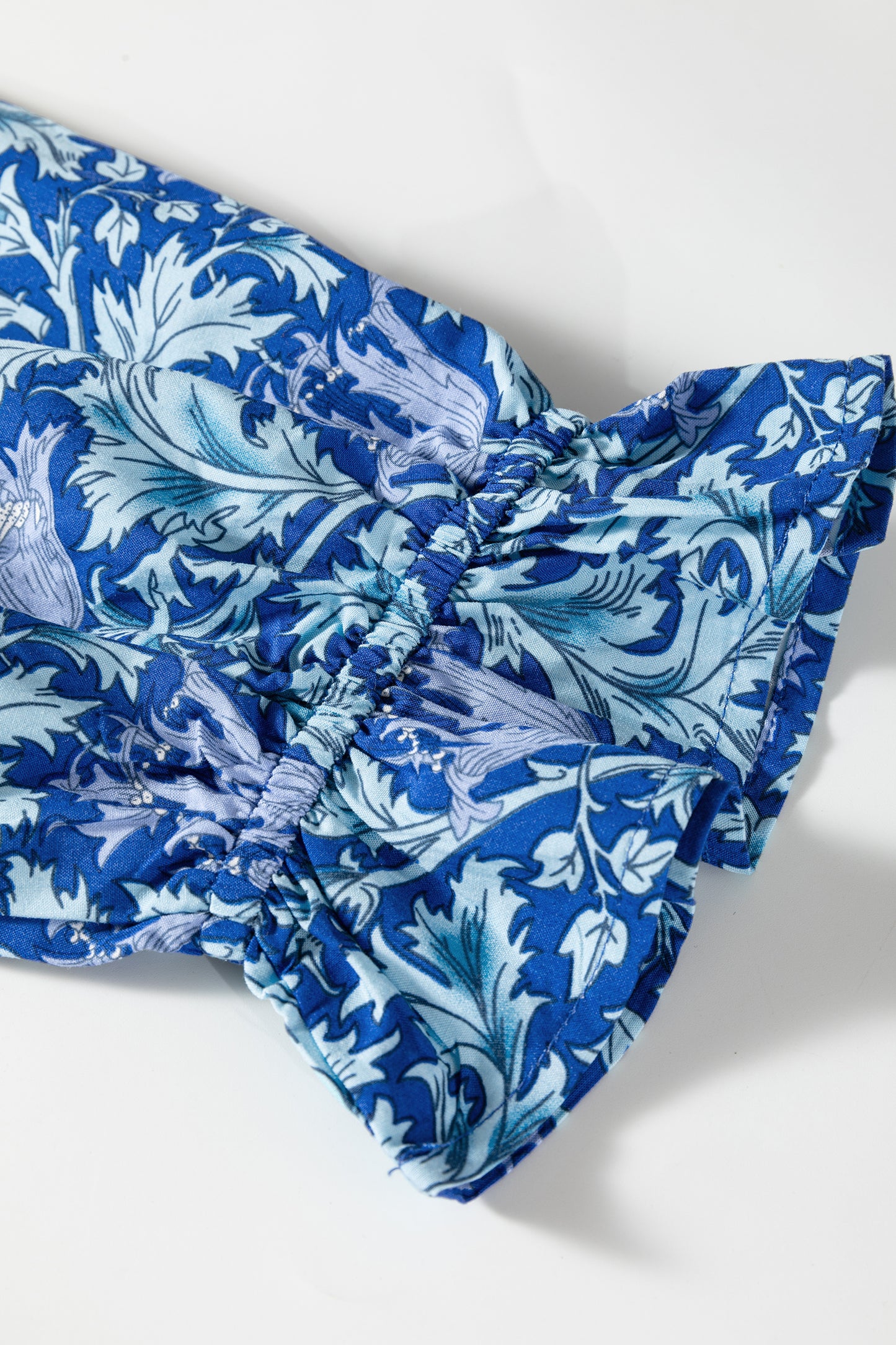 Floral Printed Frilled V Neck Bracelet Sleeve Long Dress -2 COLOR OPTIONS