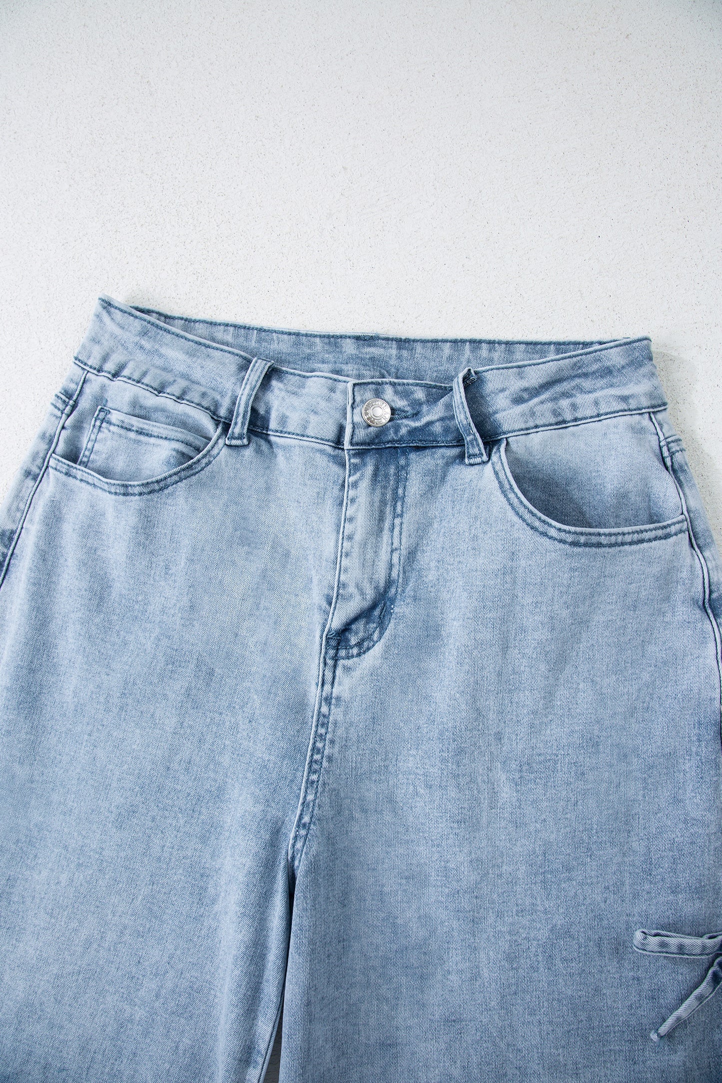 Bowknot Side Detail Straight Leg Loose Jeans -2 COLOR OPTIONS