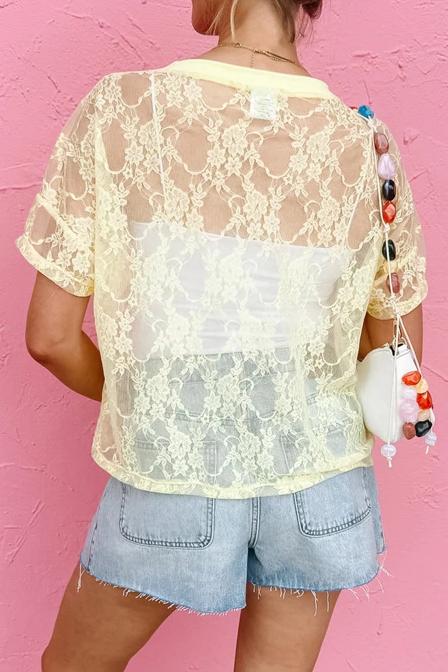 Sheer Floral Lace Boxy Tee -2 COLOR OPTIONS