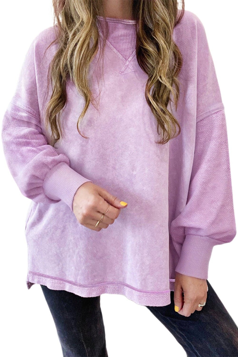 Mineral Wash Drop Shoulder Oversized Sweatshirt -2 COLOR OPTIONS