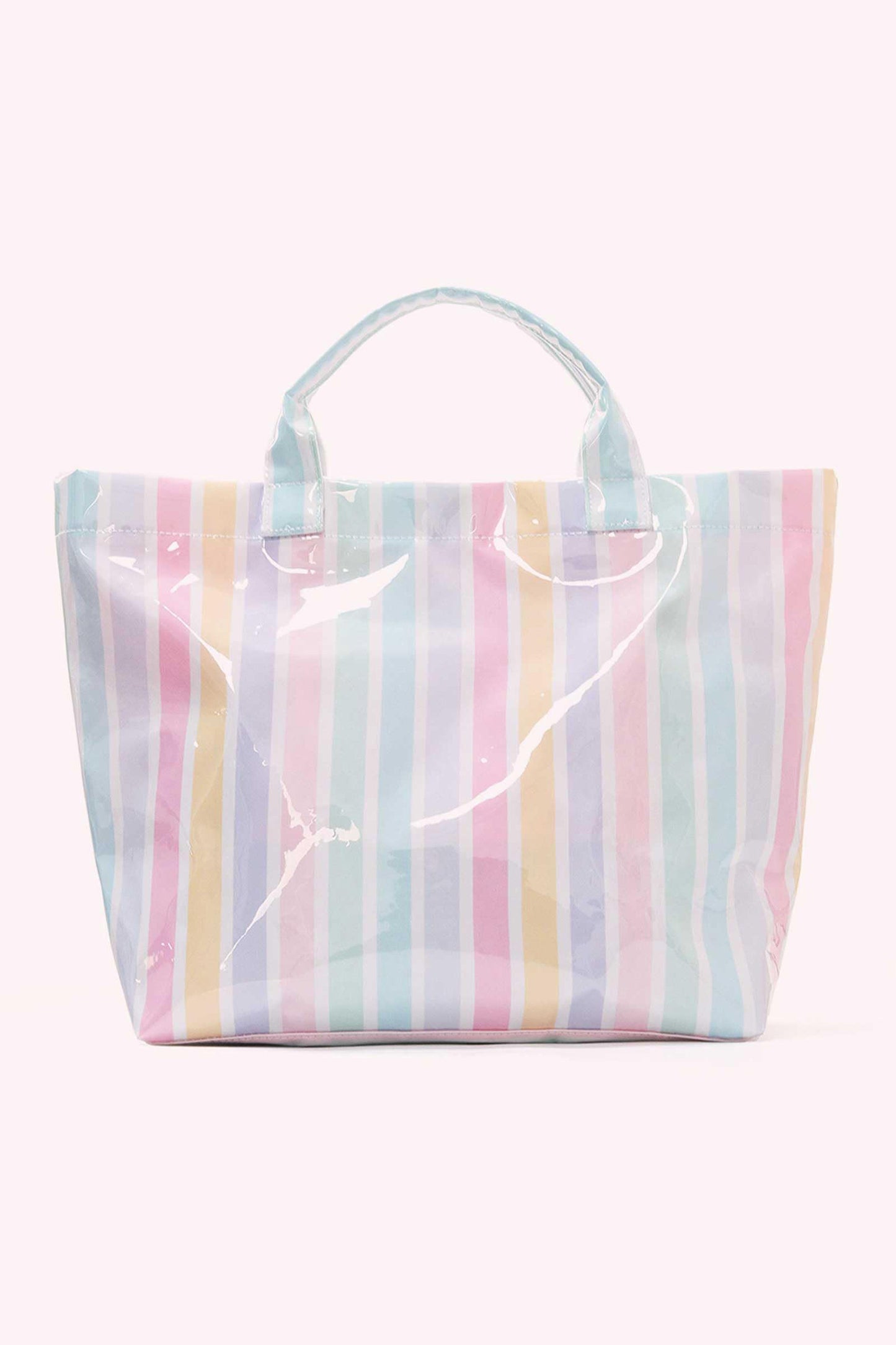 Rainbow Glossy Striped Vinyl Large Tote Bag -8 COLOR OPTIONS