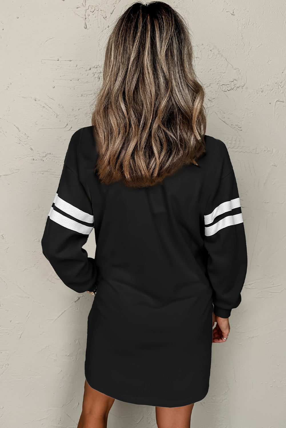 Preppy Striped Sleeve Loose Mini Dress -4 COLOR OPTIONS