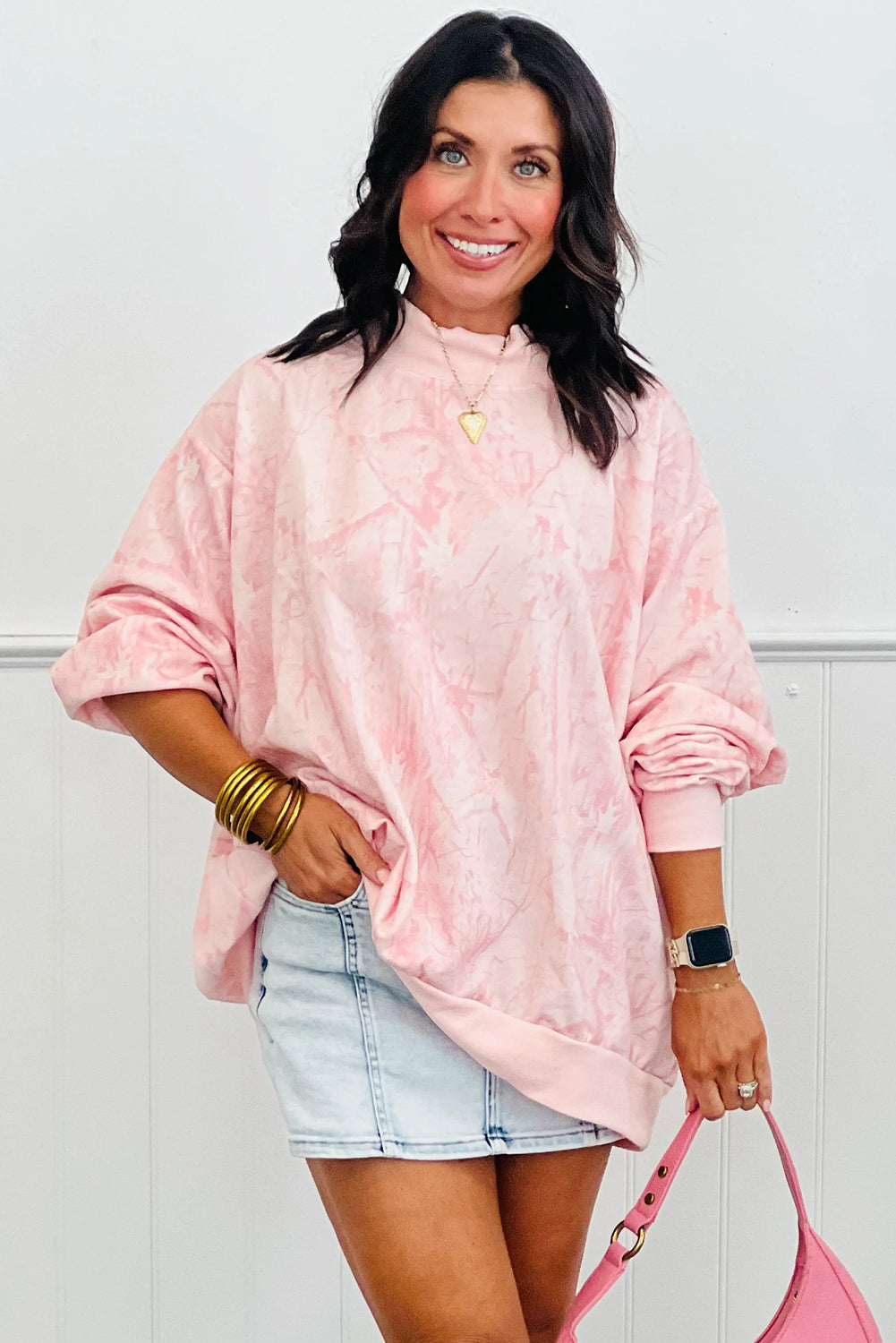 Camo Print Mock Neck Loose Sweatshirt -2 COLOR OPTIONS