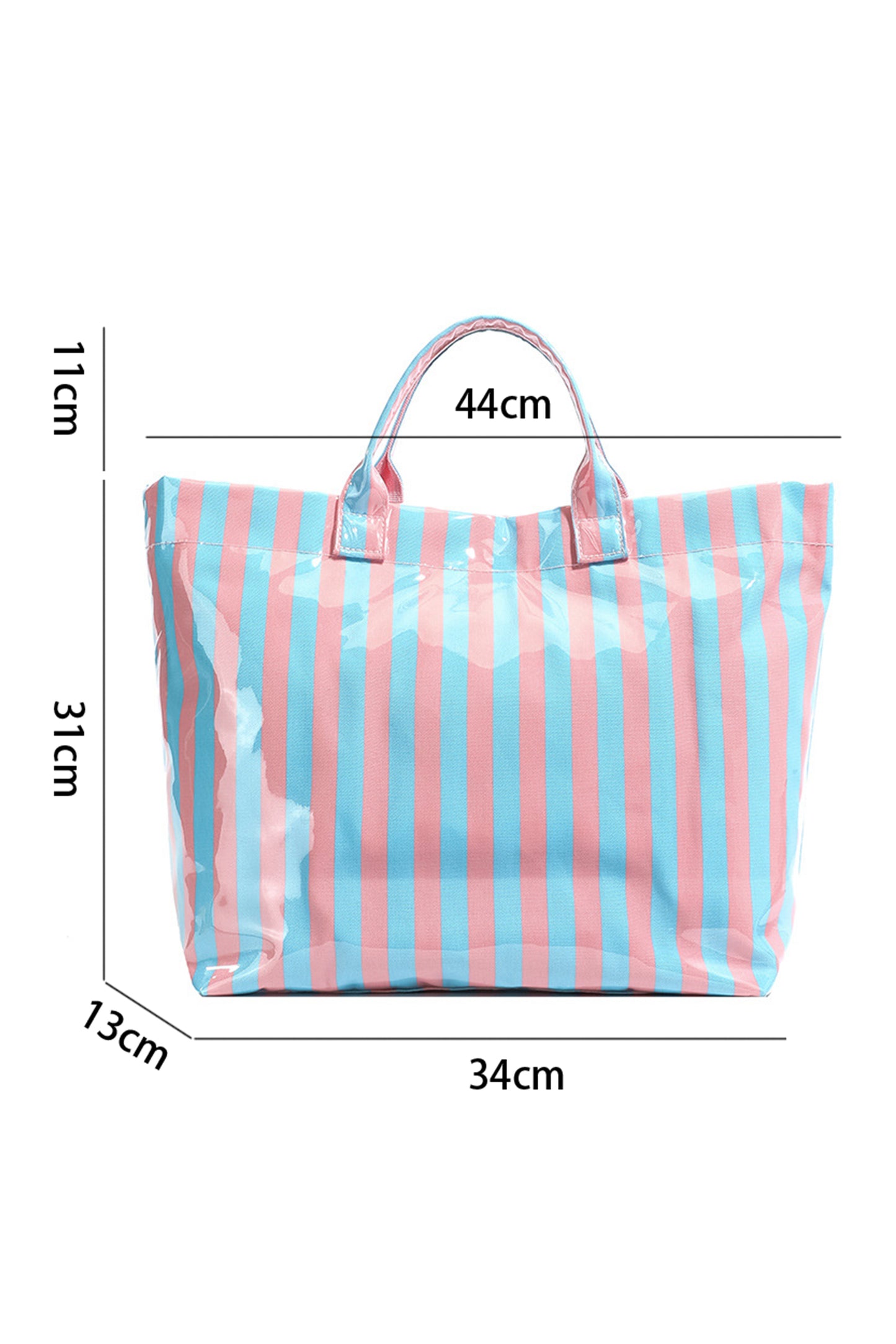 Rainbow Glossy Striped Vinyl Large Tote Bag -8 COLOR OPTIONS