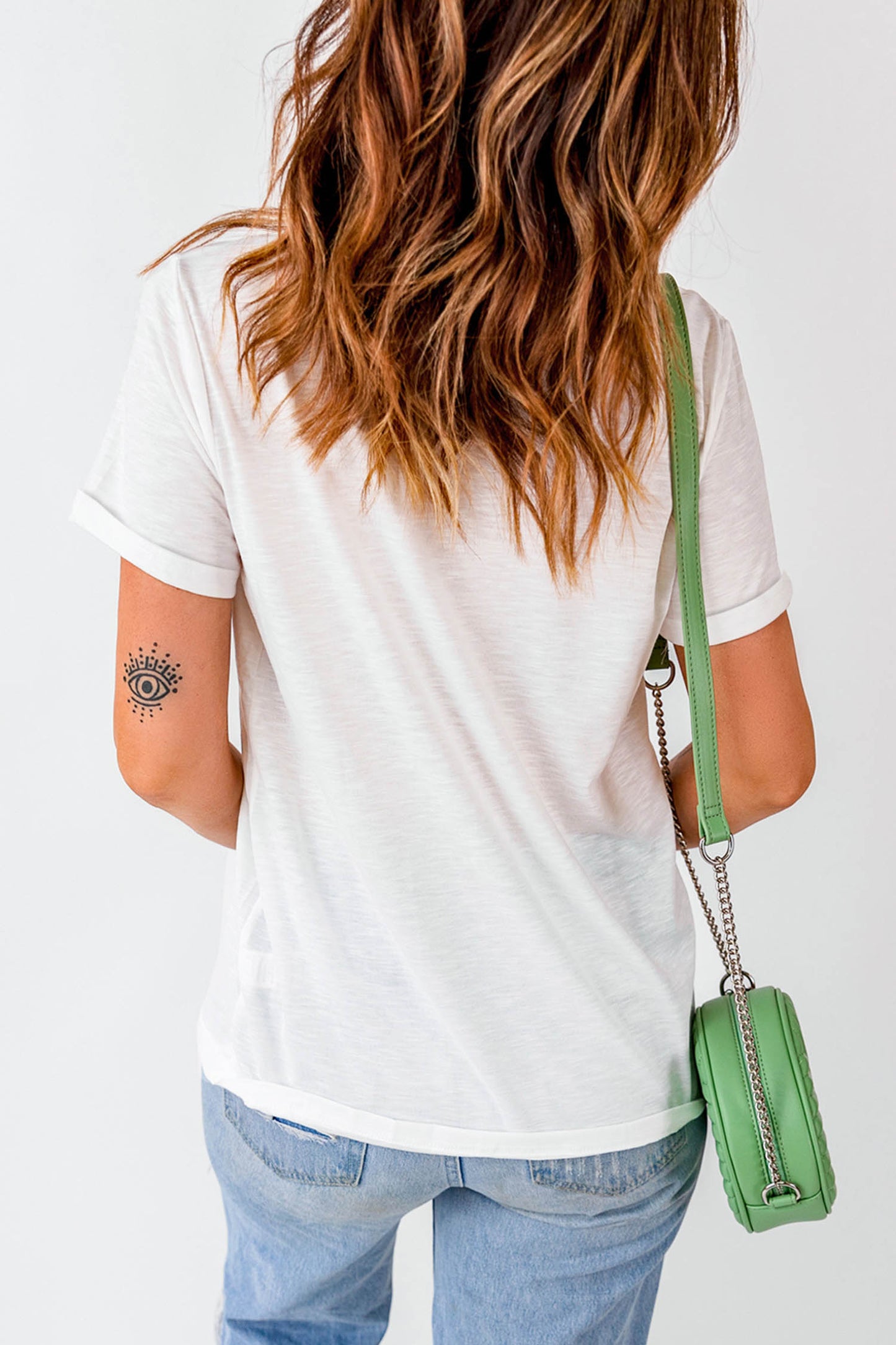 White Beach Vacation Theme Printed Loose Tee