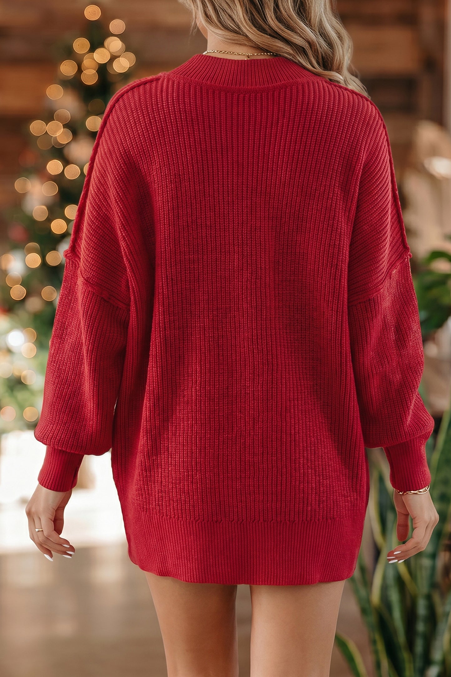 Long Sleeve Ribbed Knit Stand Neck Regular Fit Sweater -3 COLOR OPTIONS