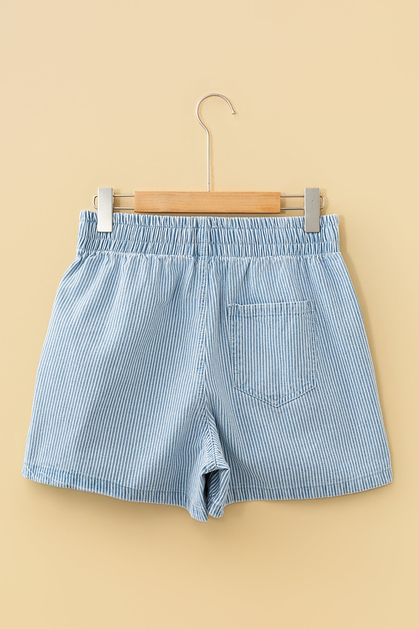 Stripe Drawstring Elastic Waist Casual Denim Shorts- 3 COLOR OPTIONS